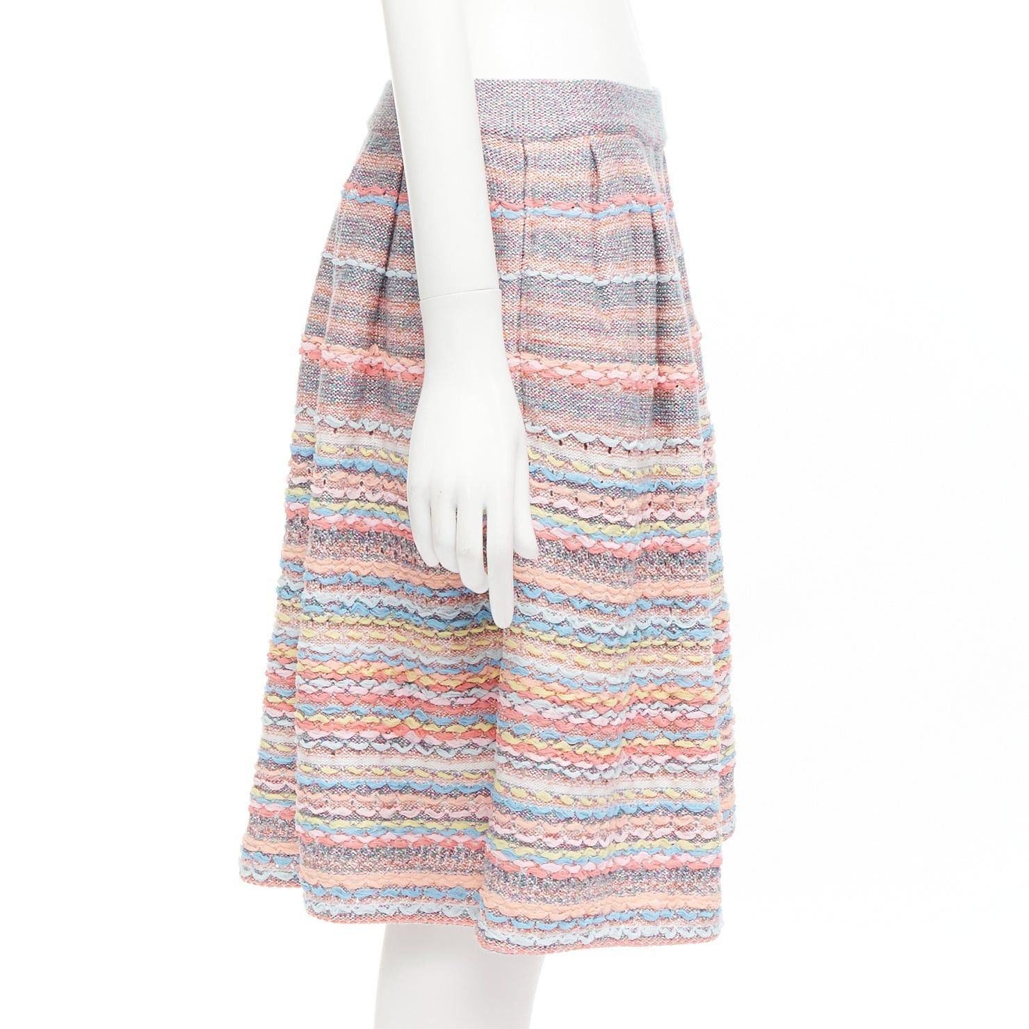 Chanel CHANEL 18P rainbow silk cotton cashmere ribbon tweed knee length skirt FR40 L Size 30" / US 8 / IT 44 - 4 Thumbnail