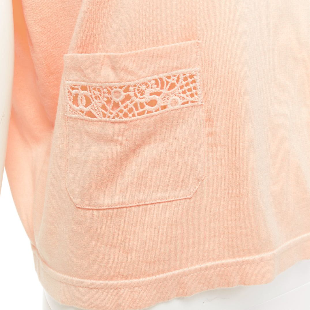 Chanel CHANEL 2020 peach pink macrame hollow logo cropped pocketed tshirt FR38 M Size M / US 6-8 / IT 42-44 - 7 Thumbnail