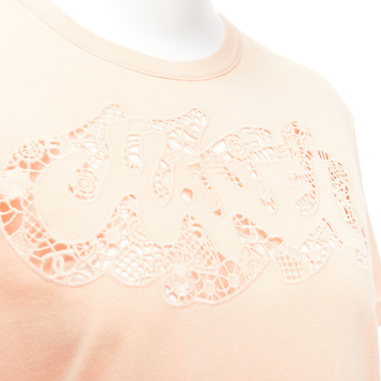 Chanel CHANEL 2020 peach pink macrame hollow logo cropped pocketed tshirt FR38 M Size M / US 6-8 / IT 42-44 - 2 Thumbnail