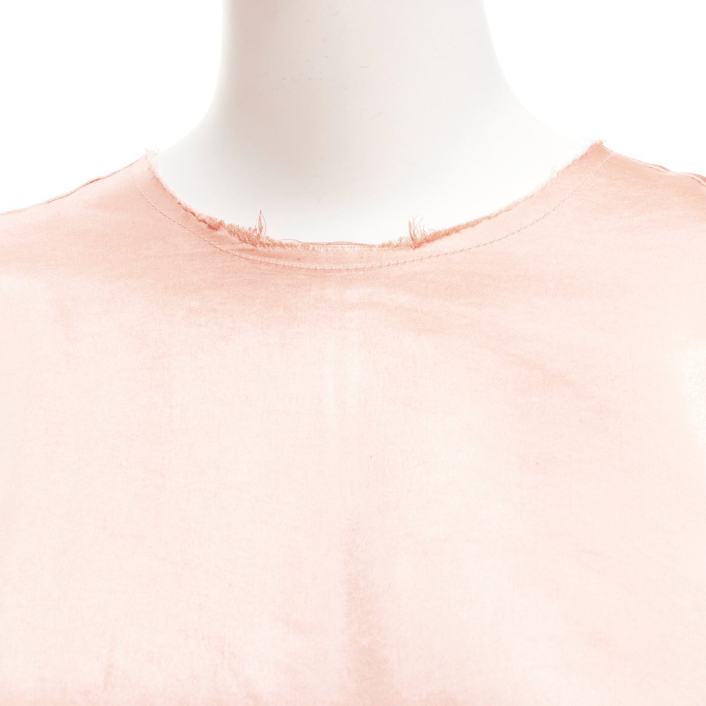 Rejina Pyo REGINA PYO pink silky satin front knot crew neck frayed edge collar top S Size S / US 4 / IT 40 - 7 Thumbnail