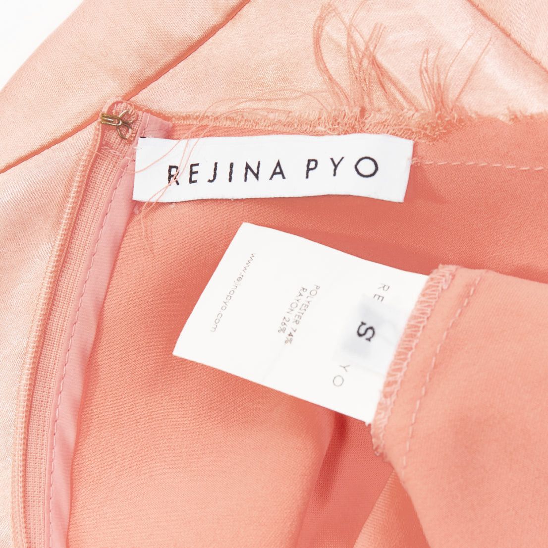 Rejina Pyo REGINA PYO pink silky satin front knot crew neck frayed edge collar top S Size S / US 4 / IT 40 - 8 Thumbnail