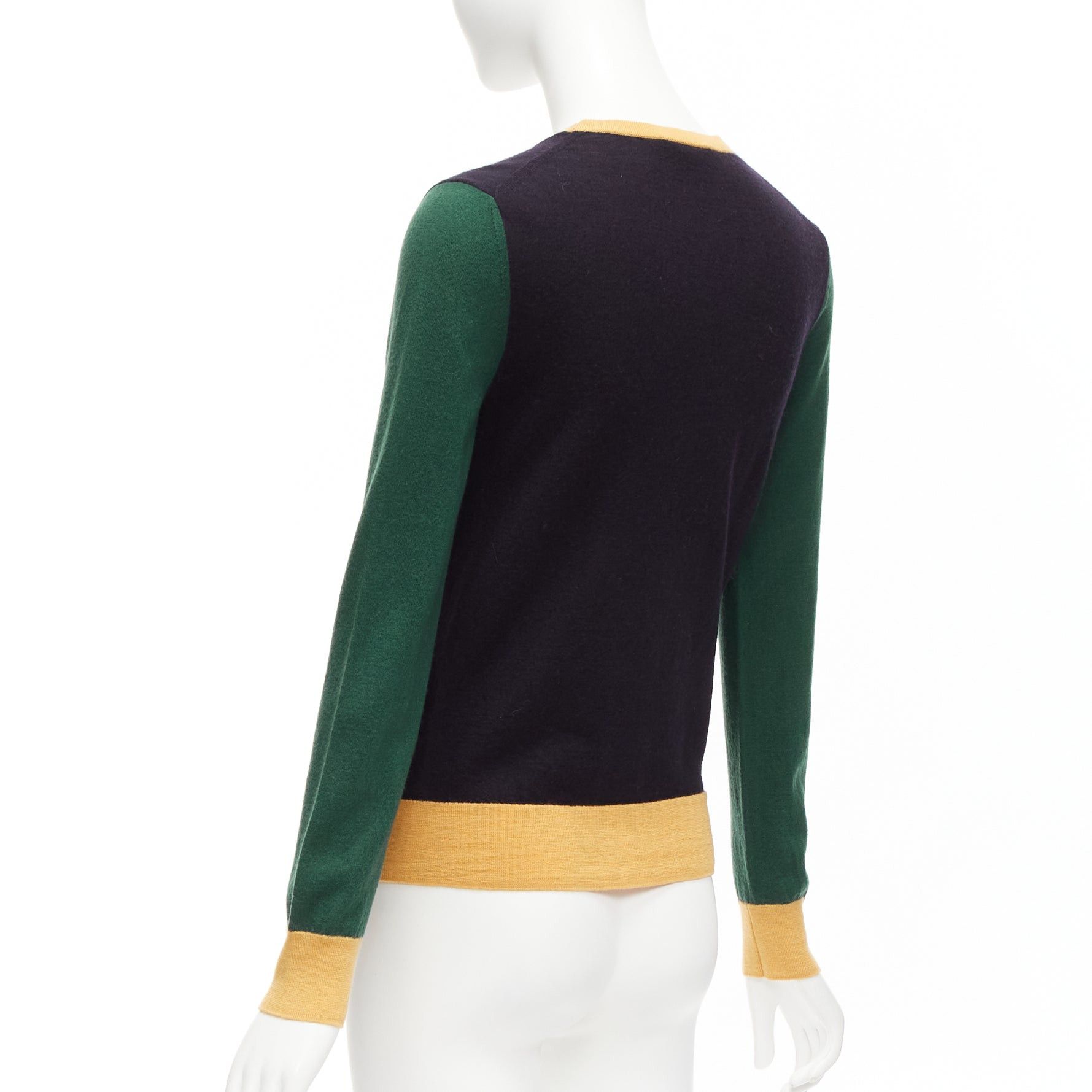 Tory Burch TORY BURCH 100% merino wool colorblocked logo button cardigan sweater M Size M / US 6-8 / IT 42-44 - 7 Thumbnail