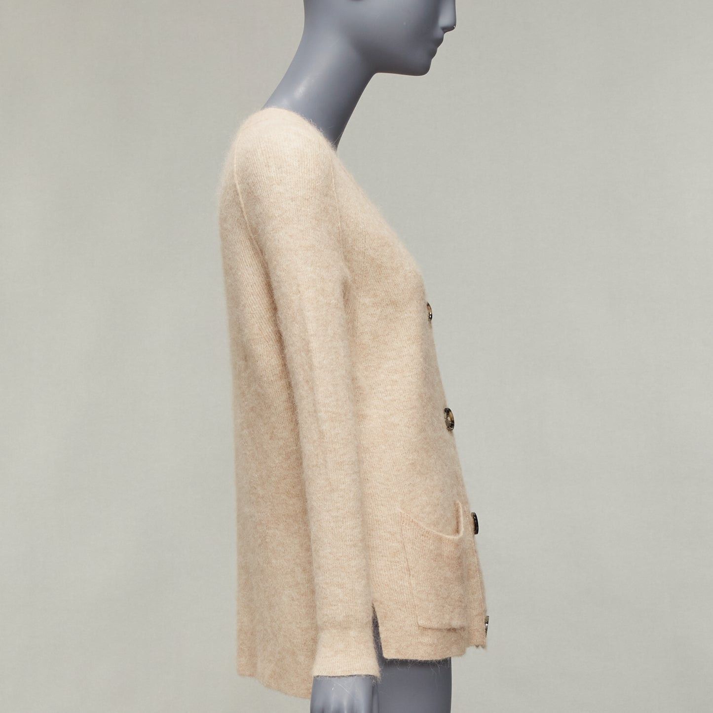 Acne Studios ACNE STUDIOS beige alpaca wool blend patch pocket large button front cardigan XS Size S / US 4 / IT 40 - 4 Thumbnail