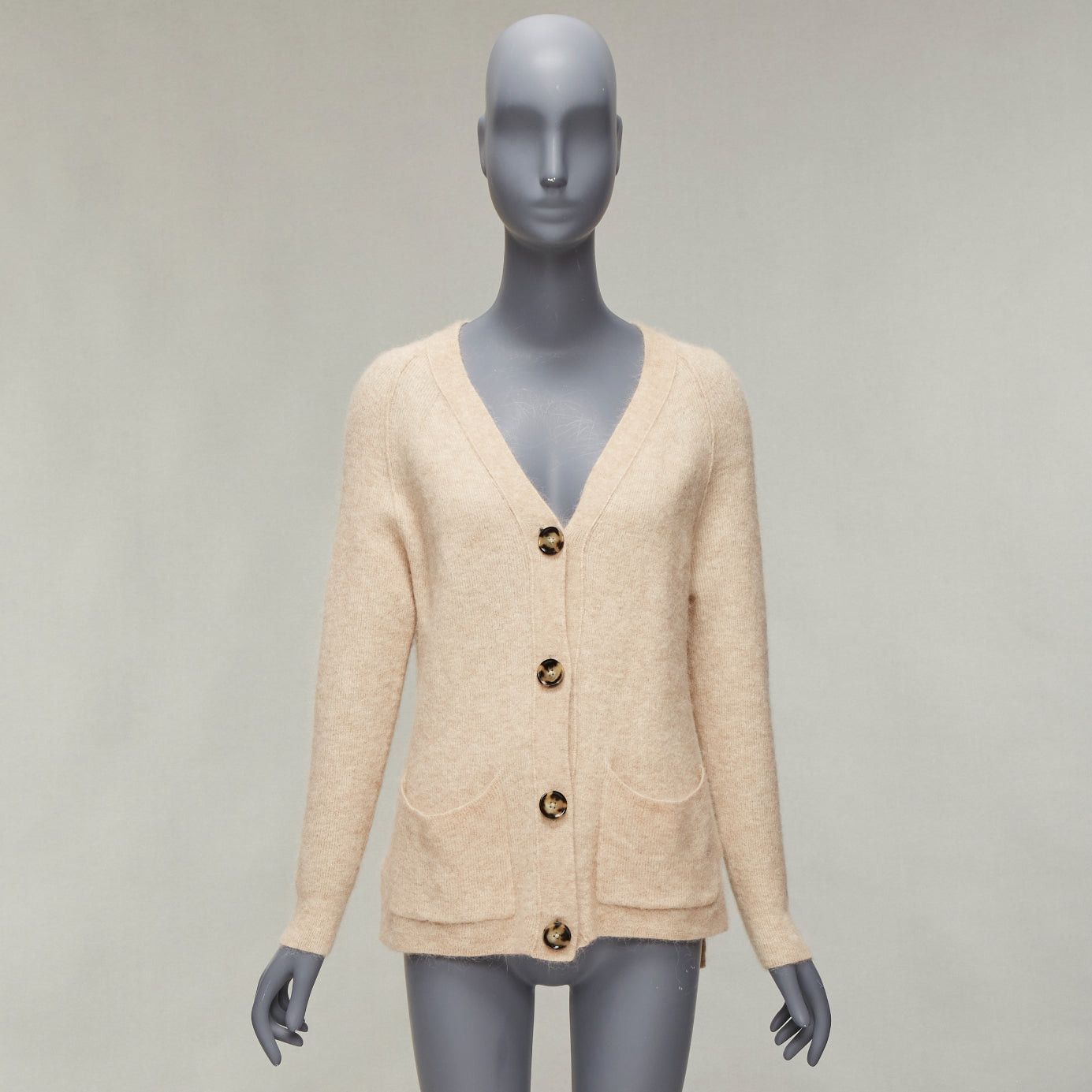 Acne Studios ACNE STUDIOS beige alpaca wool blend patch pocket large button front cardigan XS Size S / US 4 / IT 40 - 10 Thumbnail