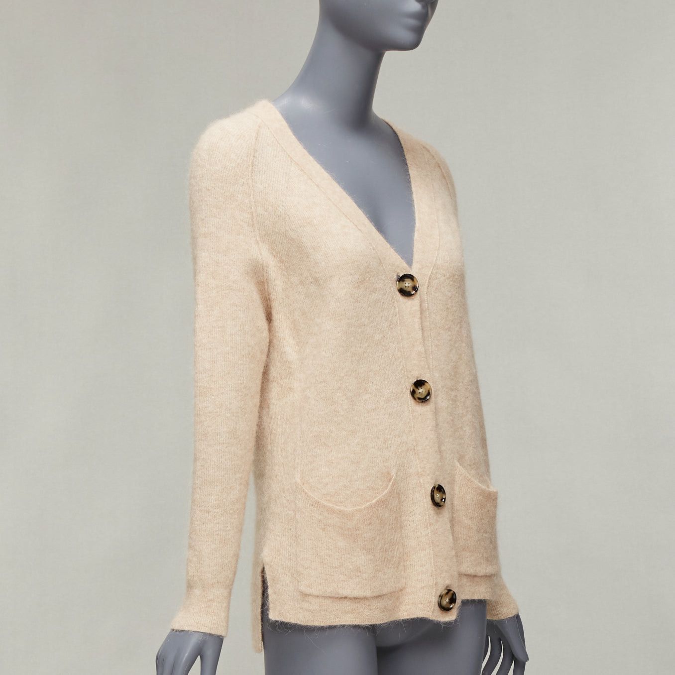 Acne Studios ACNE STUDIOS beige alpaca wool blend patch pocket large button front cardigan XS Size S / US 4 / IT 40 - 3 Thumbnail