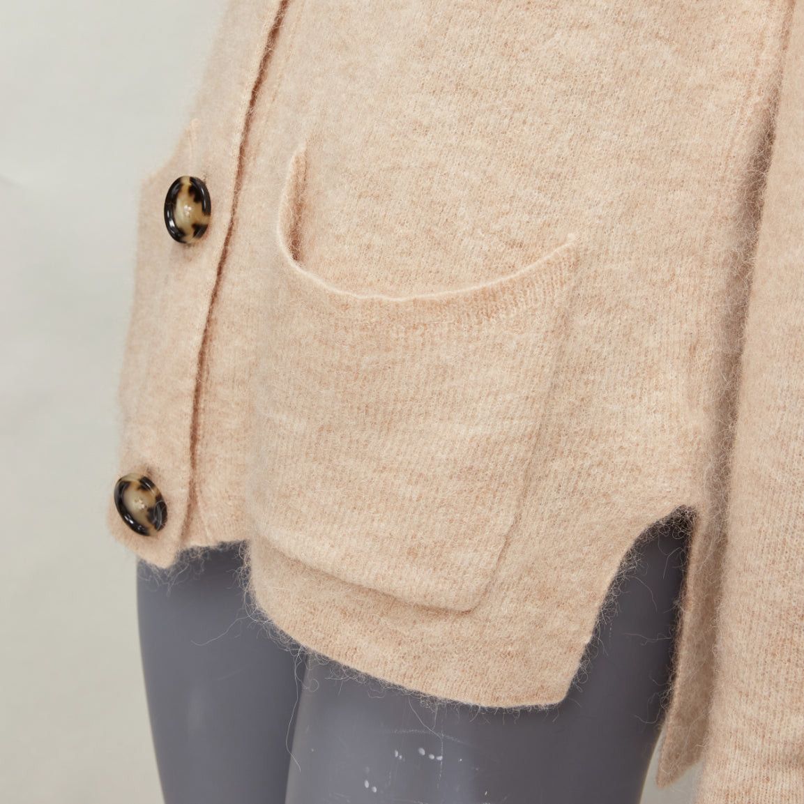 Acne Studios ACNE STUDIOS beige alpaca wool blend patch pocket large button front cardigan XS Size S / US 4 / IT 40 - 2 Thumbnail