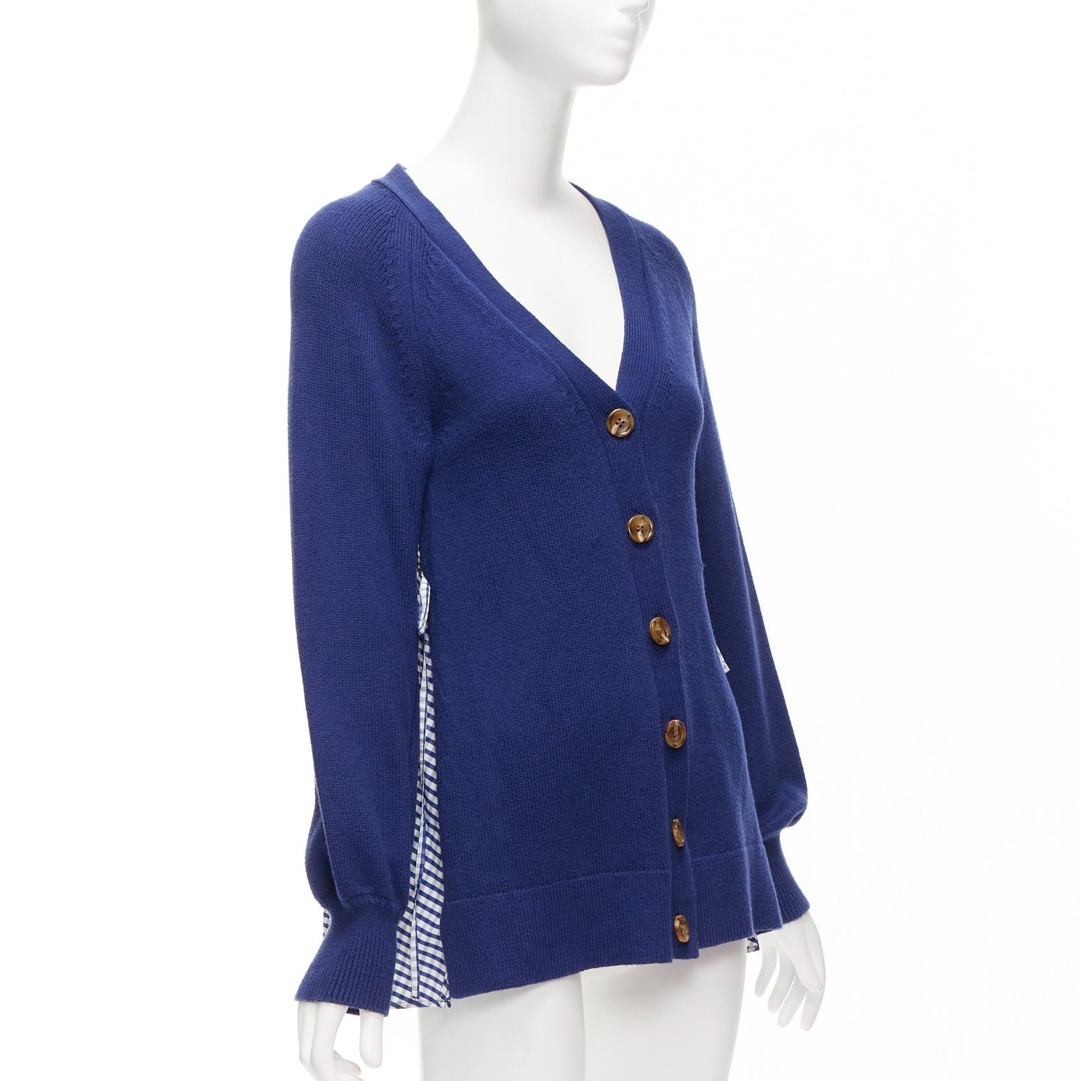 Other ADEAM blue cotton blend gingham ruffle back side tie cardigan sweater S Size S / US 4 / IT 40 - 5 Thumbnail