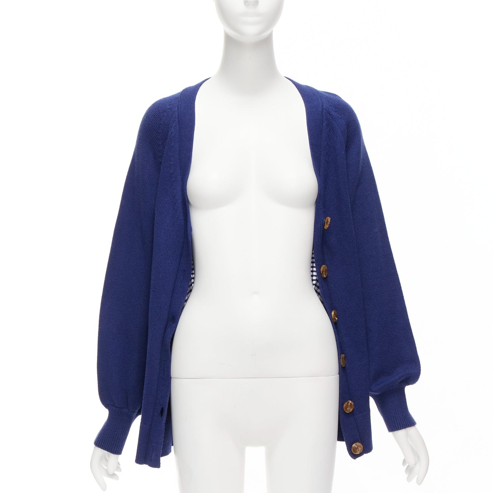 Other ADEAM blue cotton blend gingham ruffle back side tie cardigan sweater S Size S / US 4 / IT 40 - 3 Thumbnail