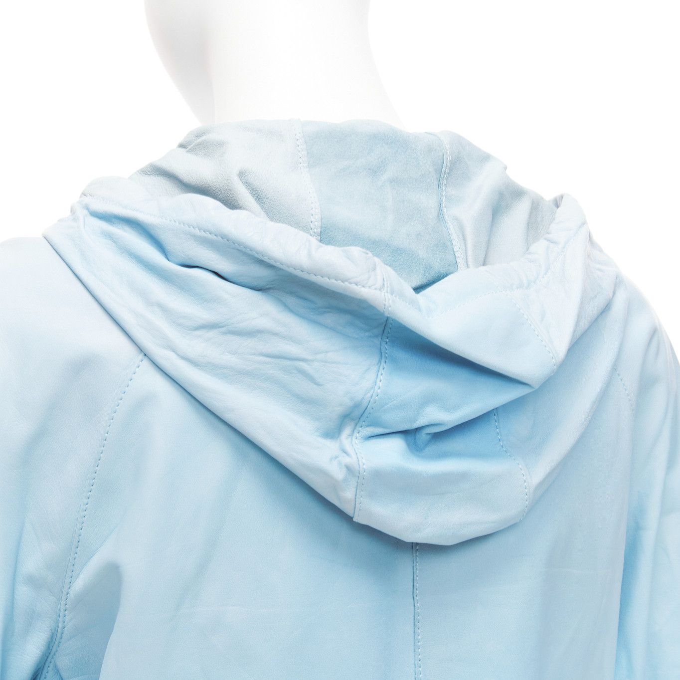 RED Valentino RED VALENTINO powder blue lambskin leather ruffle panel hoodie jacket IT40 S Size S / US 4 / IT 40 - 7 Thumbnail