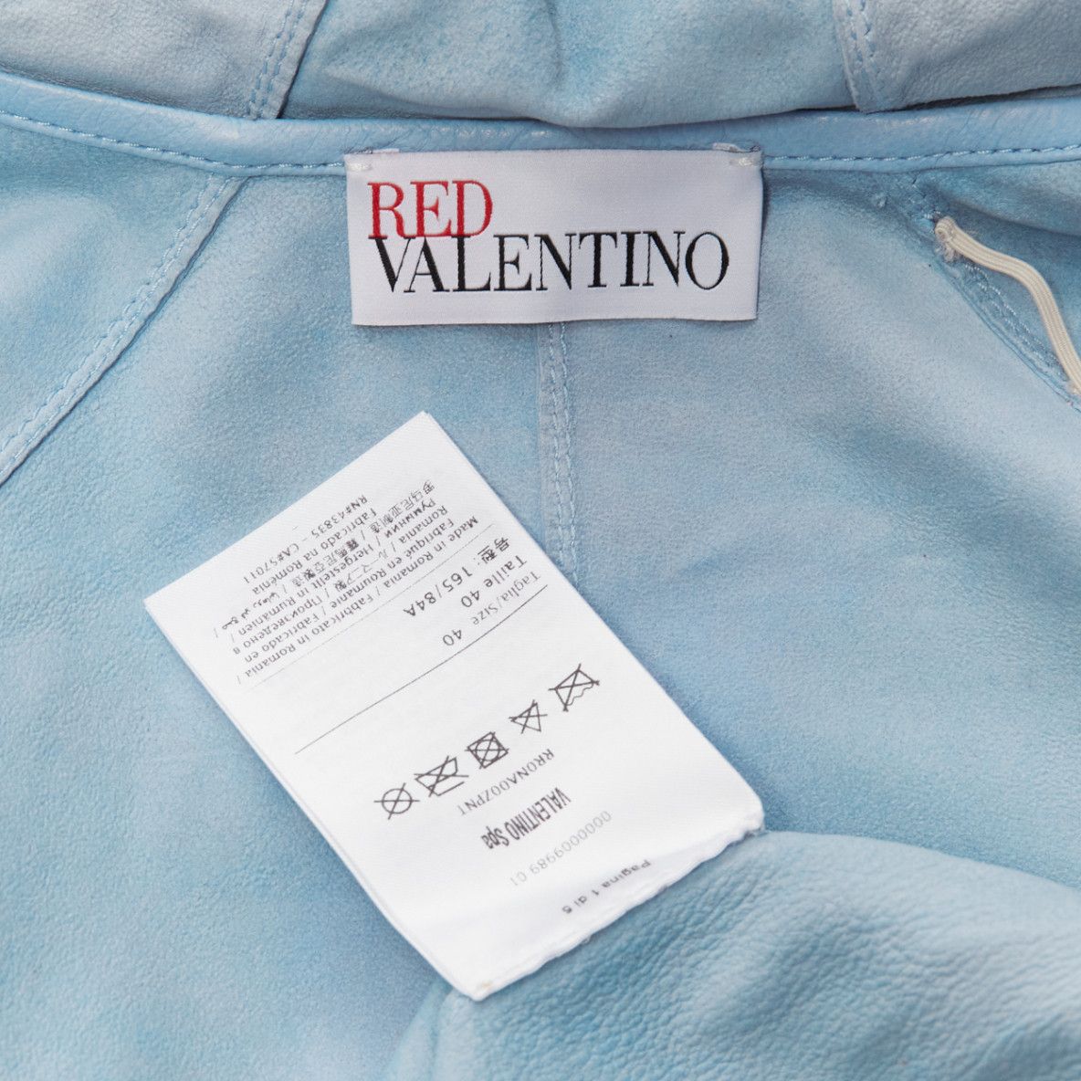 RED Valentino RED VALENTINO powder blue lambskin leather ruffle panel hoodie jacket IT40 S Size S / US 4 / IT 40 - 10 Thumbnail