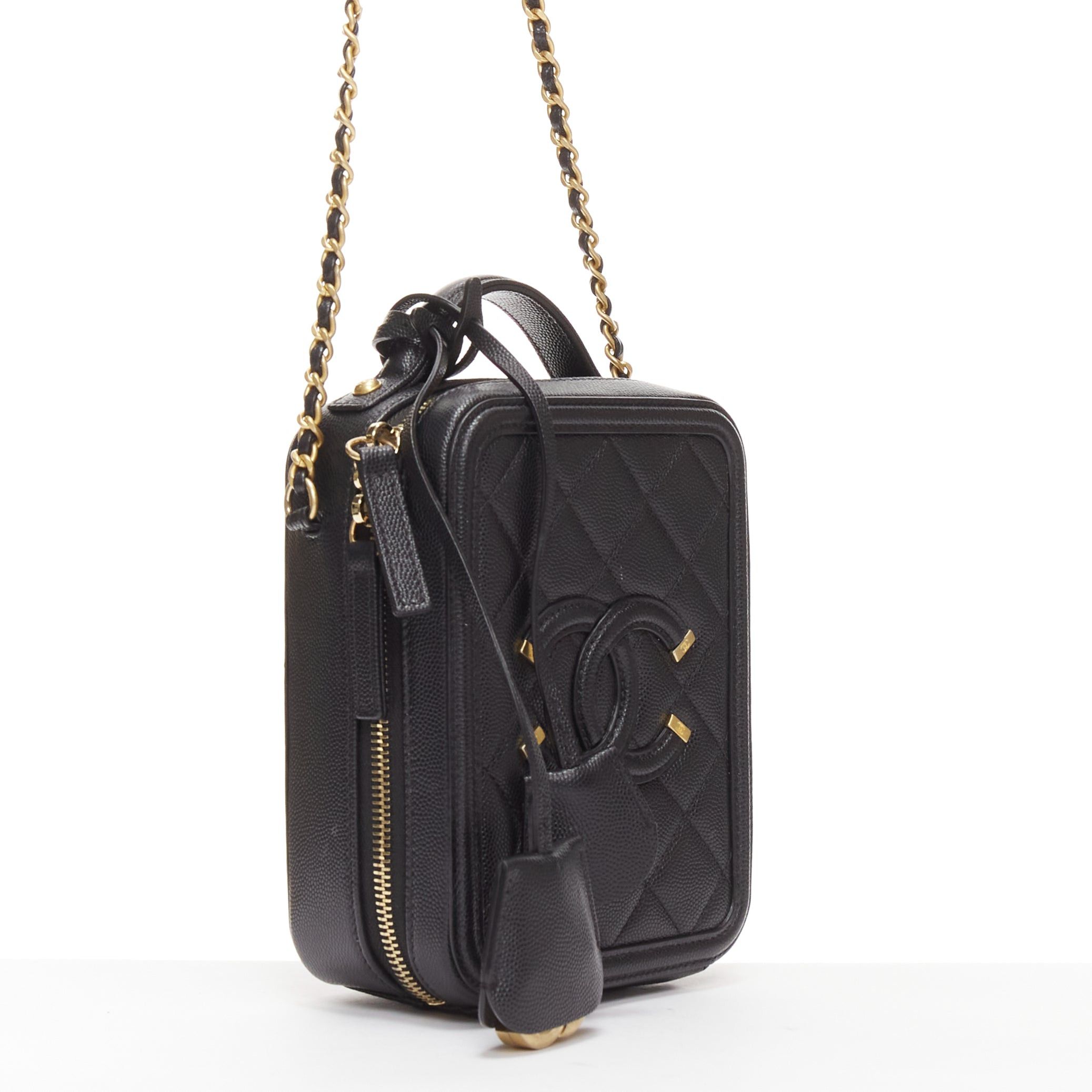 Chanel CHANEL N/S Vanity Vertical black filigree gold CC logo small crossbody bag Size ONE SIZE - 3 Thumbnail