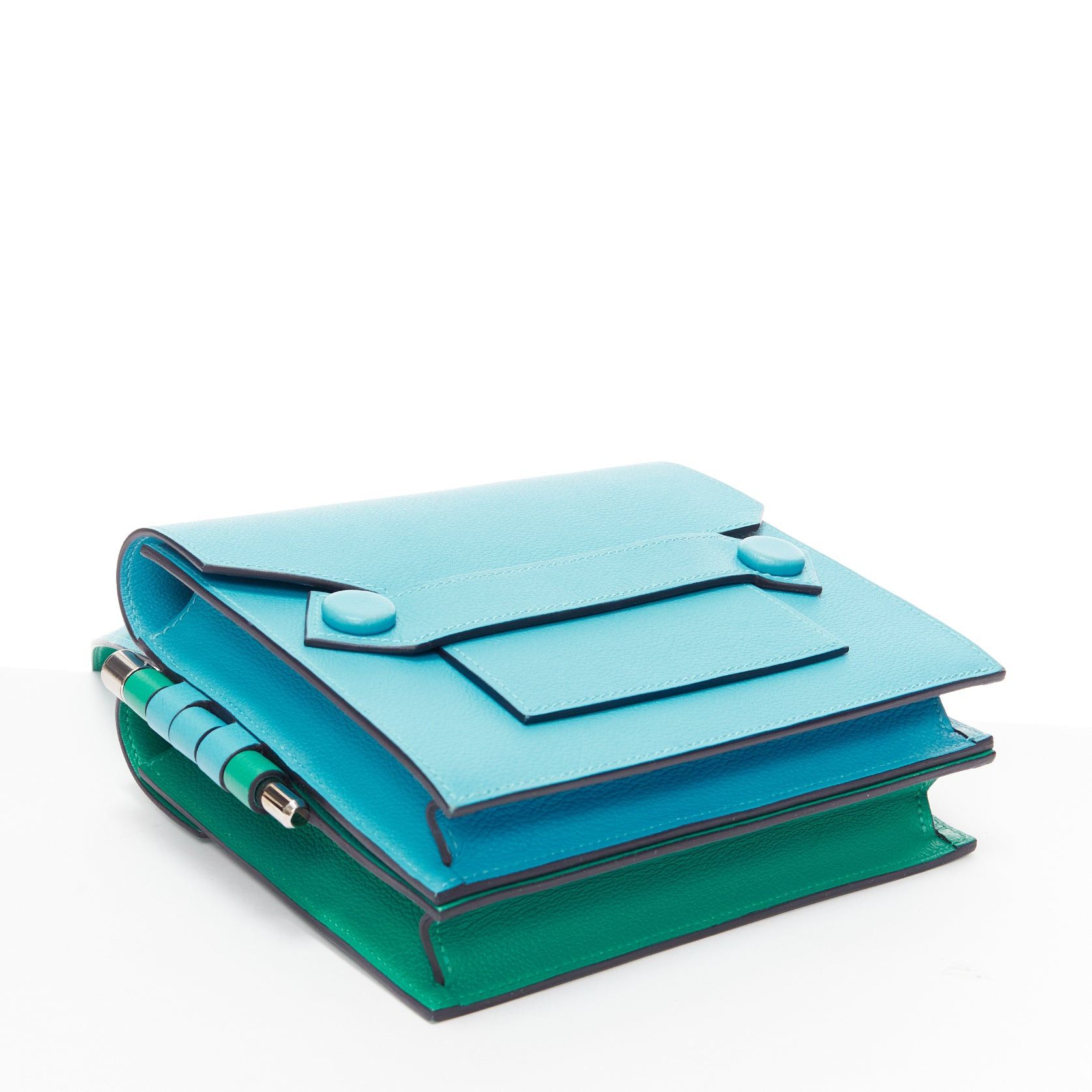 Hermes HERMES 2019 Twins green blue asymmetric snap flap reversible crossbody bag Size ONE SIZE - 6 Thumbnail