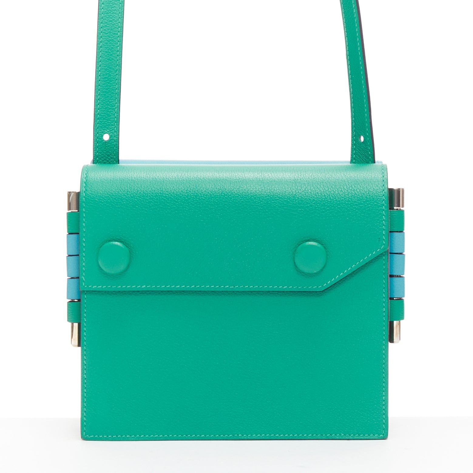 Hermes HERMES 2019 Twins green blue asymmetric snap flap reversible crossbody bag Size ONE SIZE - 5 Thumbnail