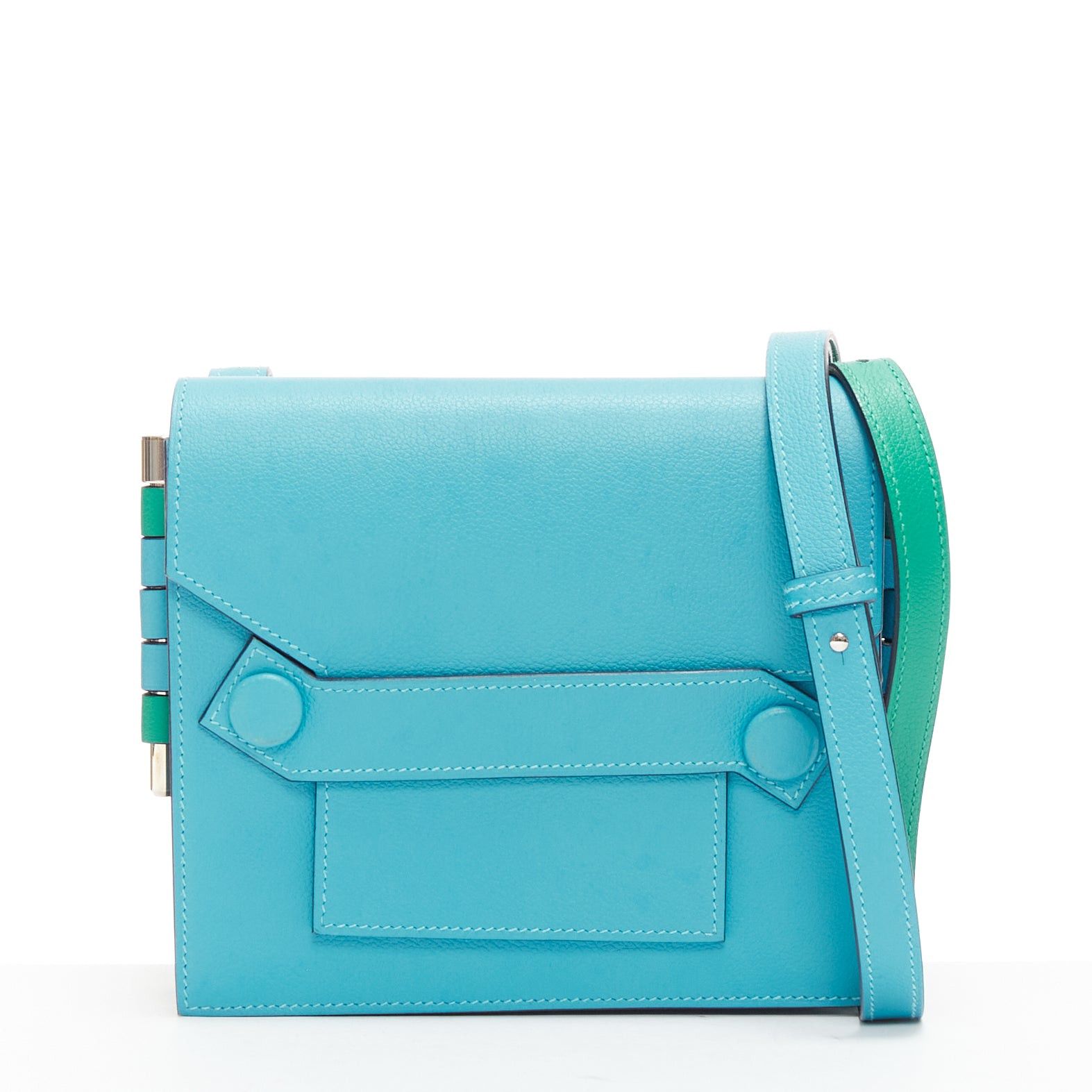 Hermes HERMES 2019 Twins green blue asymmetric snap flap reversible crossbody bag Size ONE SIZE - 2 Thumbnail
