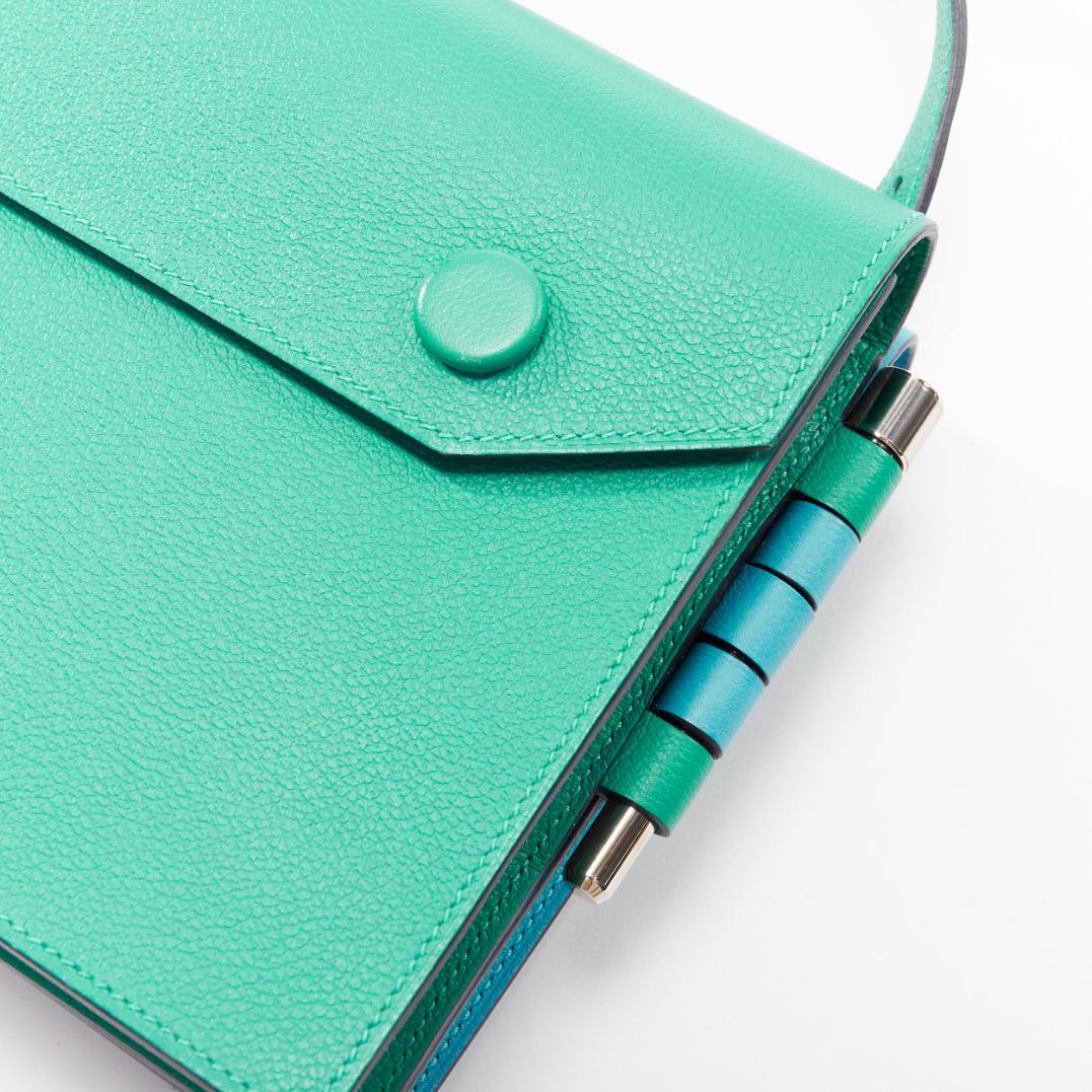 Hermes HERMES 2019 Twins green blue asymmetric snap flap reversible crossbody bag Size ONE SIZE - 8 Thumbnail