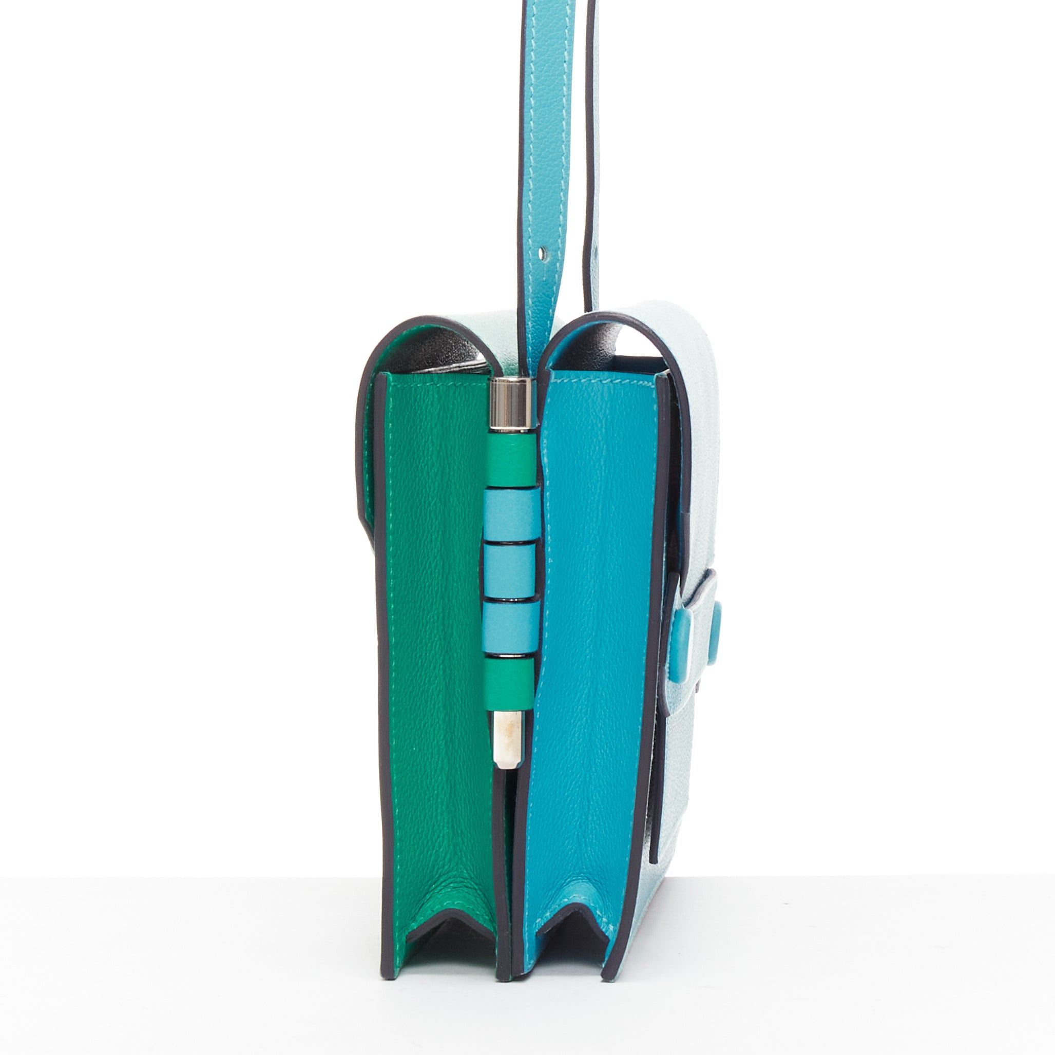 Hermes HERMES 2019 Twins green blue asymmetric snap flap reversible crossbody bag Size ONE SIZE - 4 Thumbnail