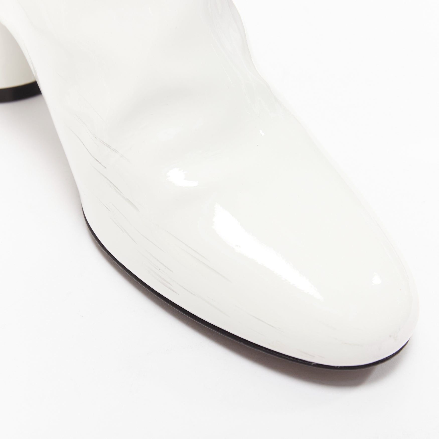 KHAITE KHAITE Wythe 65 white patent leather chunky heel gogo boots EU37 Size US 7 / IT 37 - 7 Thumbnail