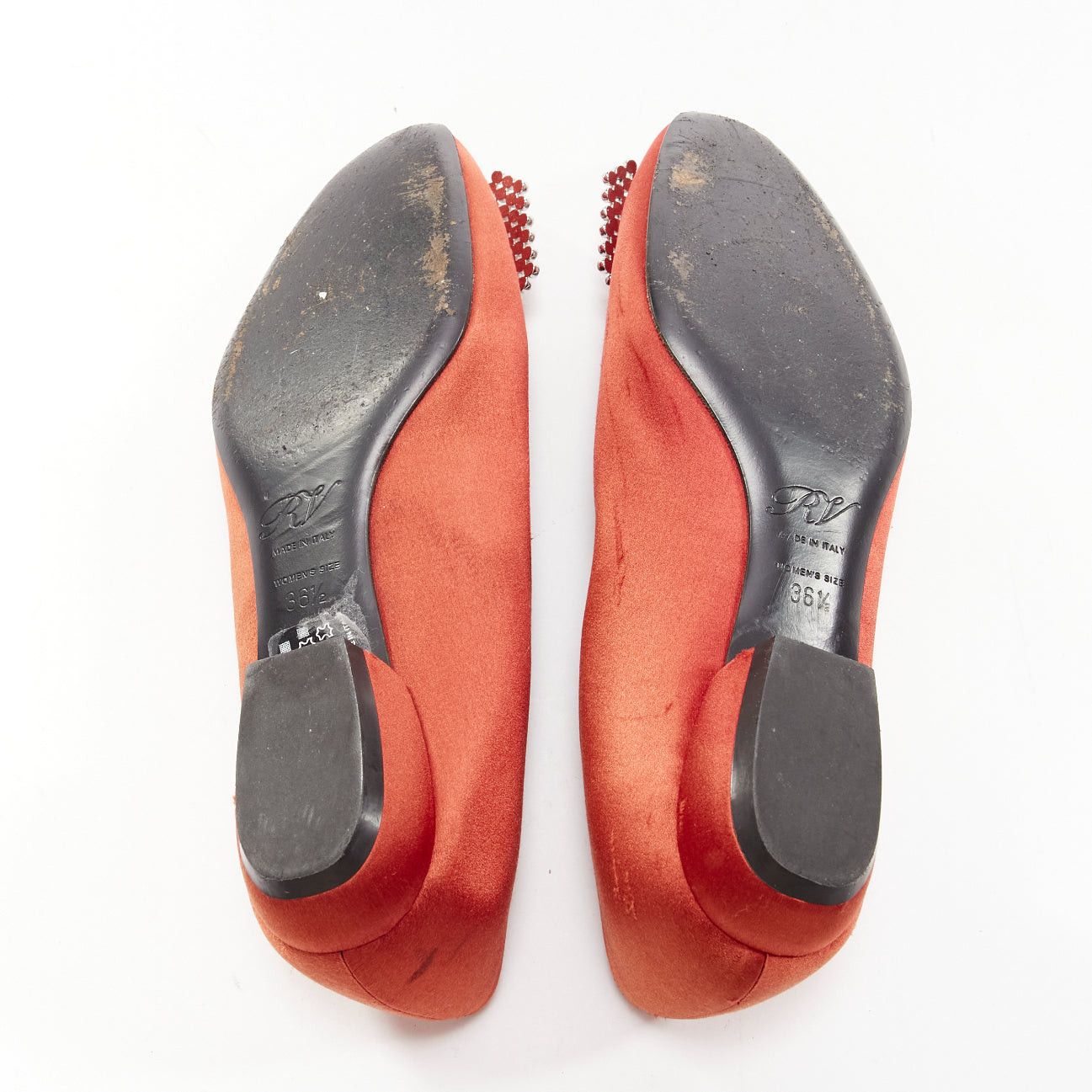 Roger Vivier ROGER VIVIER red satin silver strass crystal buckle classic dress flats EU36.5 Size US 6.5 / IT 36.5 - 11 Thumbnail