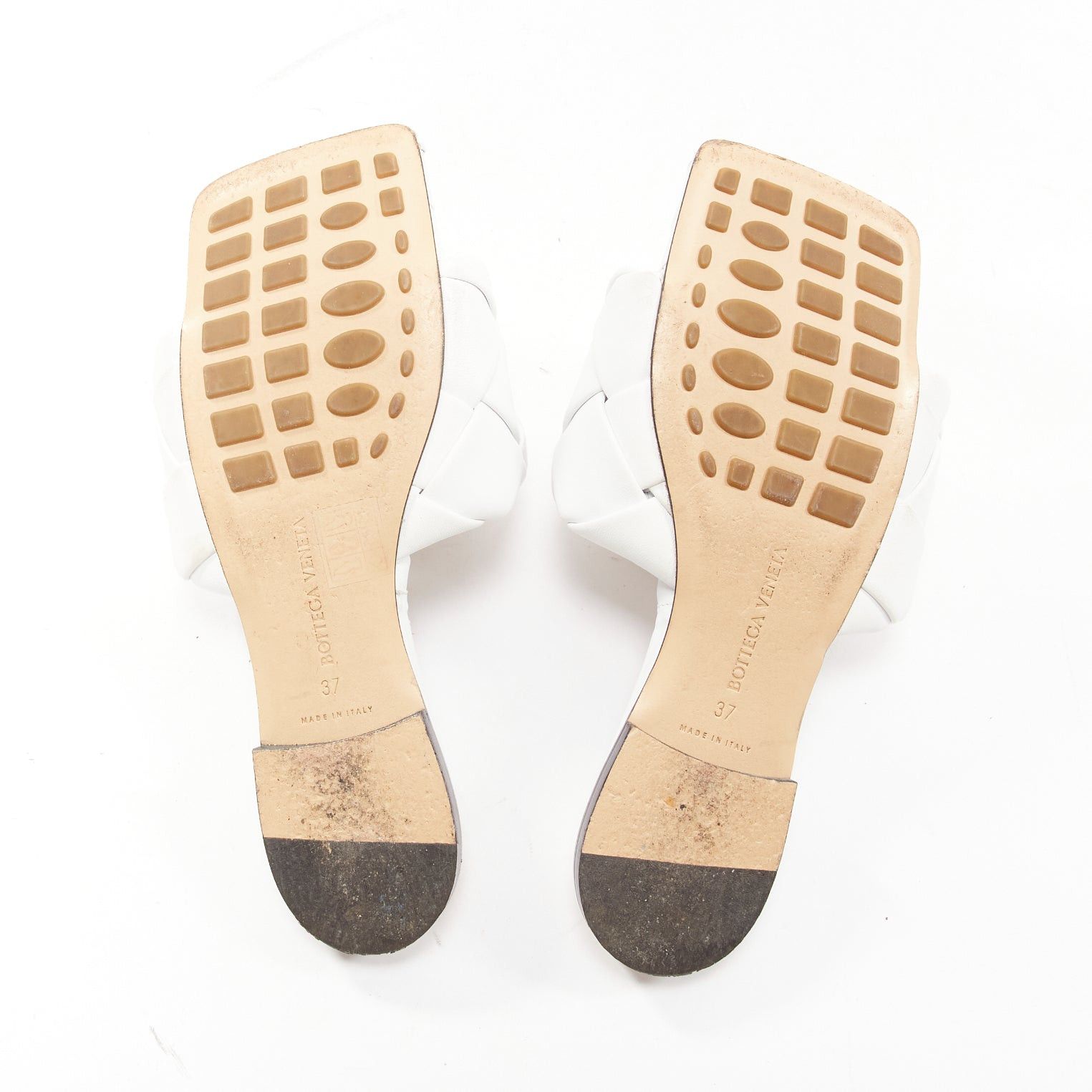 Bottega Veneta BOTTEGA VENETA Lido white intrecciato woven leather square toe slippers EU37 Size US 7 / IT 37 - 11 Thumbnail