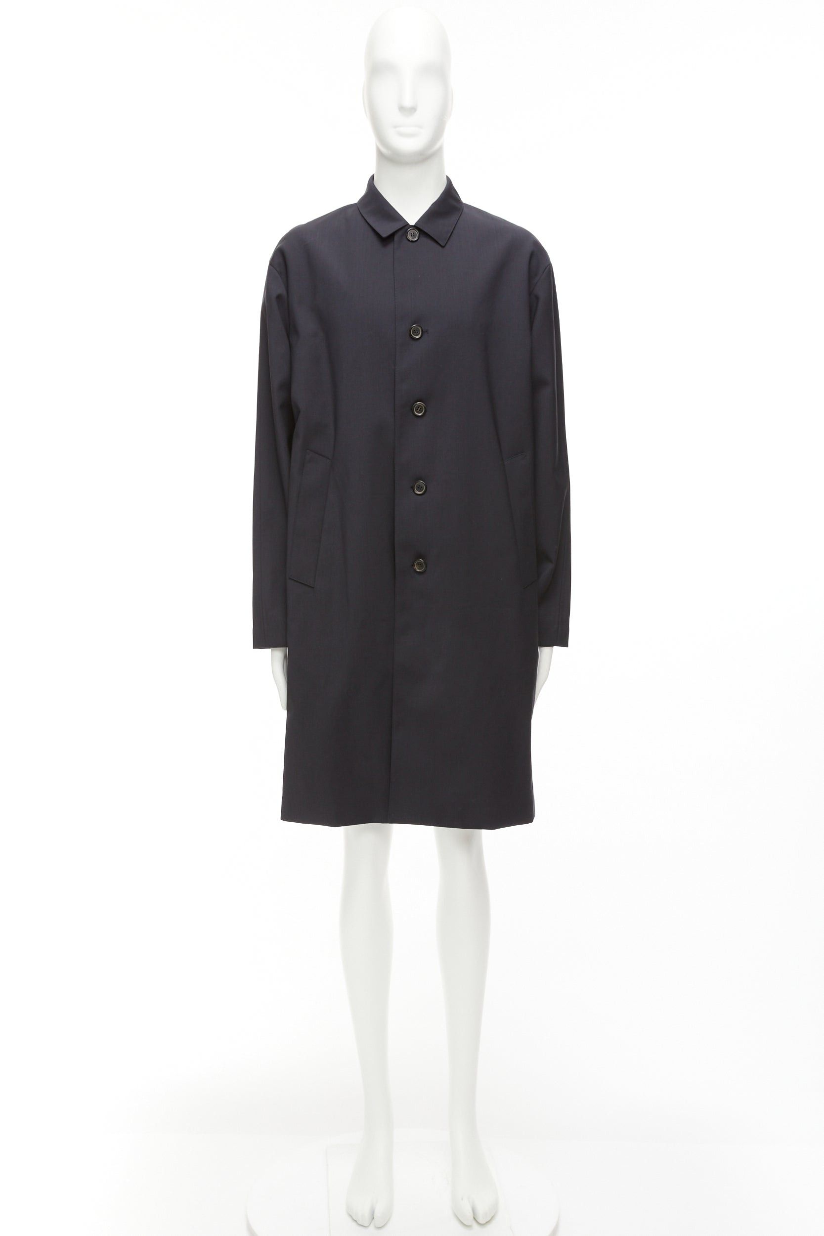 Solid Homme SOLID HOMME black 100% wool taped lining longline minimal rain coat IT48 M Size US M / EU 48-50 / 2 - 3 Thumbnail