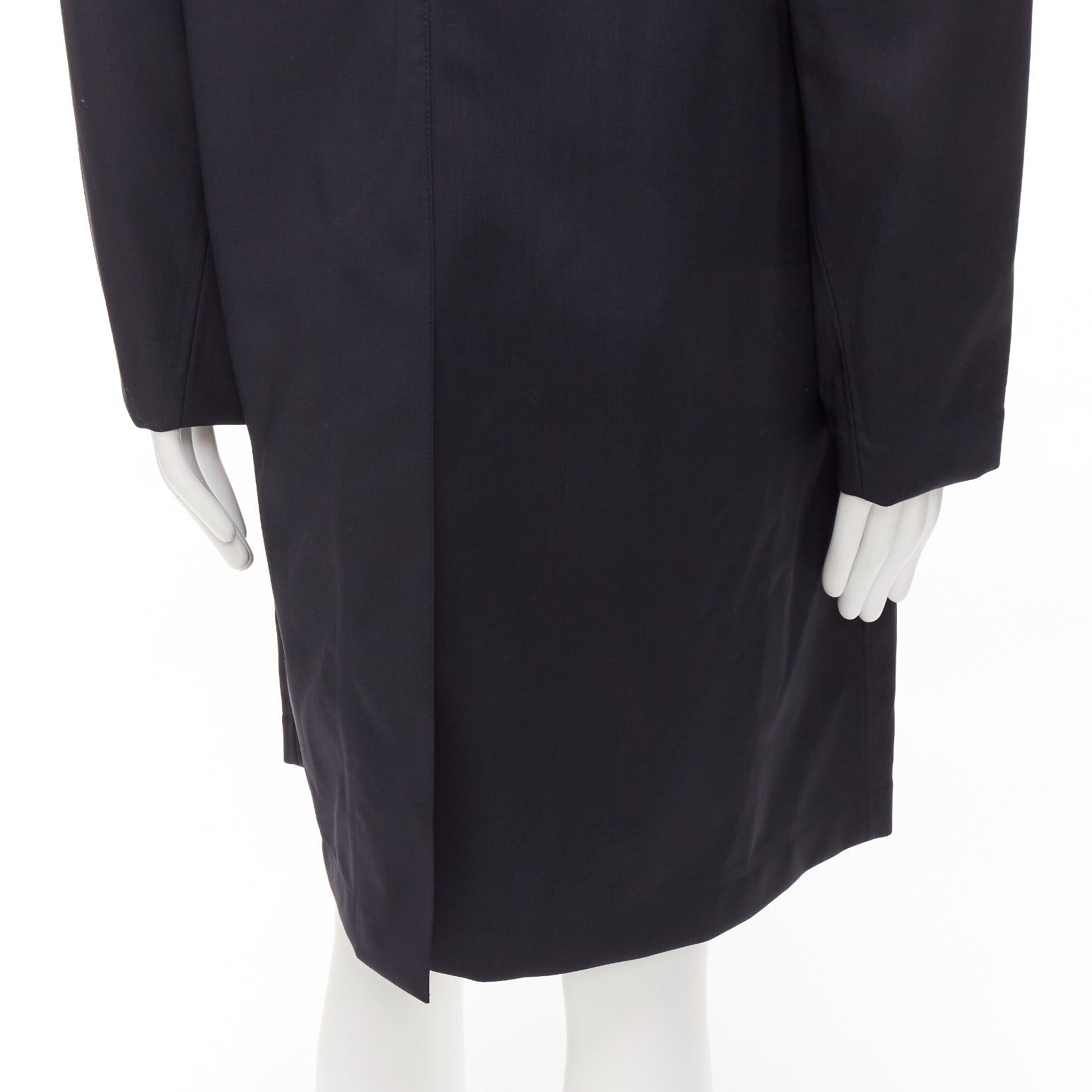 Solid Homme SOLID HOMME black 100% wool taped lining longline minimal rain coat IT48 M Size US M / EU 48-50 / 2 - 8 Thumbnail