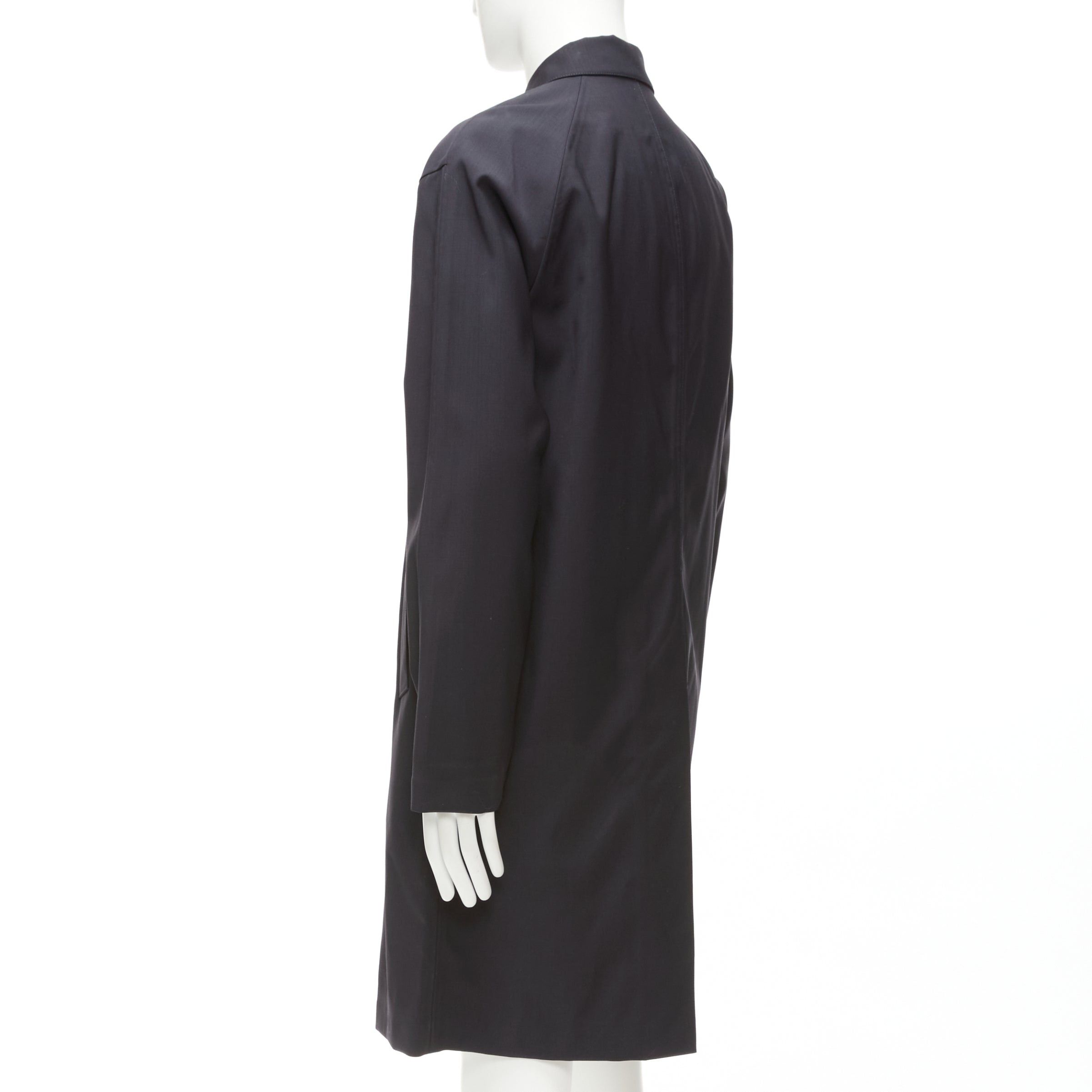 Solid Homme SOLID HOMME black 100% wool taped lining longline minimal rain coat IT48 M Size US M / EU 48-50 / 2 - 7 Thumbnail