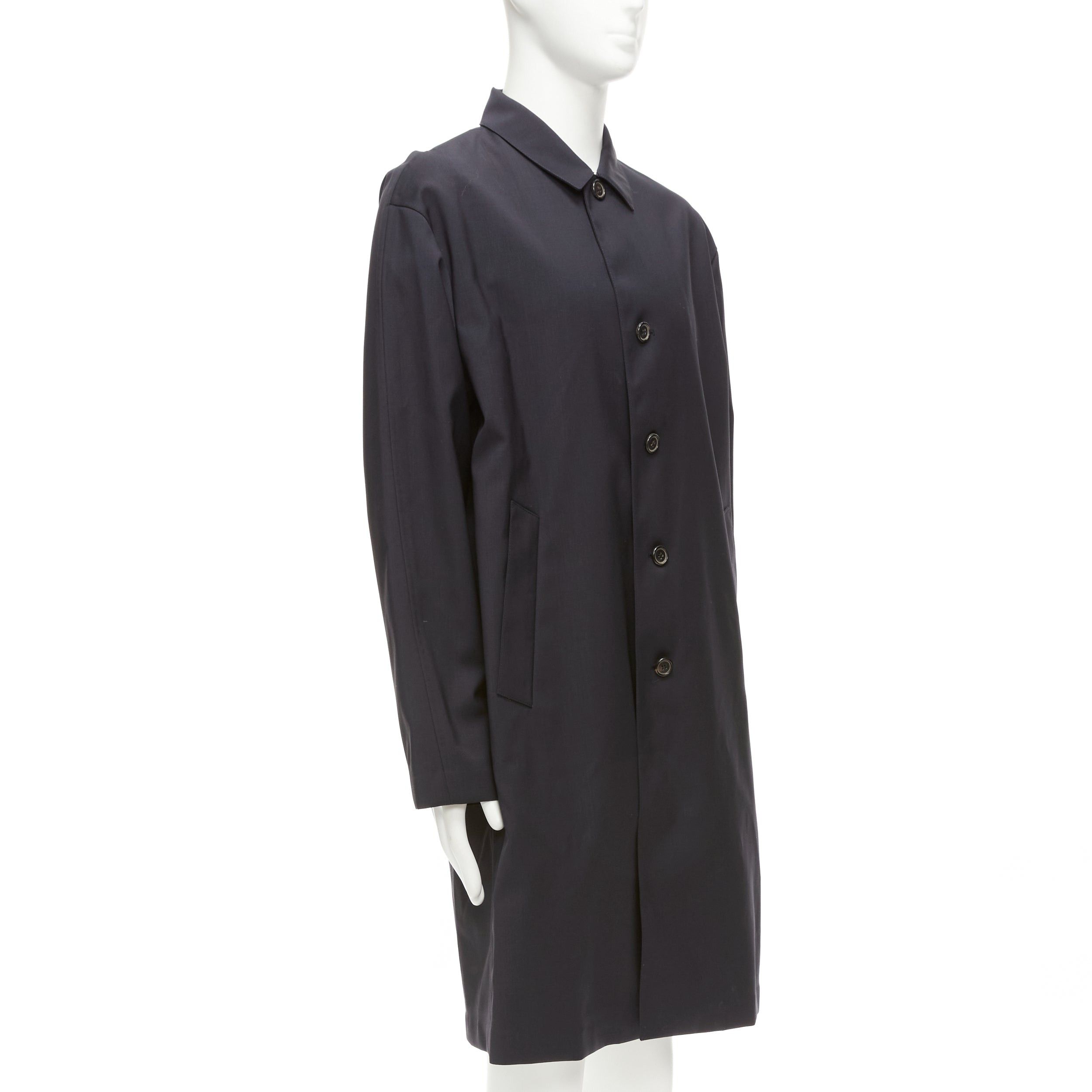 Solid Homme SOLID HOMME black 100% wool taped lining longline minimal rain coat IT48 M Size US M / EU 48-50 / 2 - 4 Thumbnail