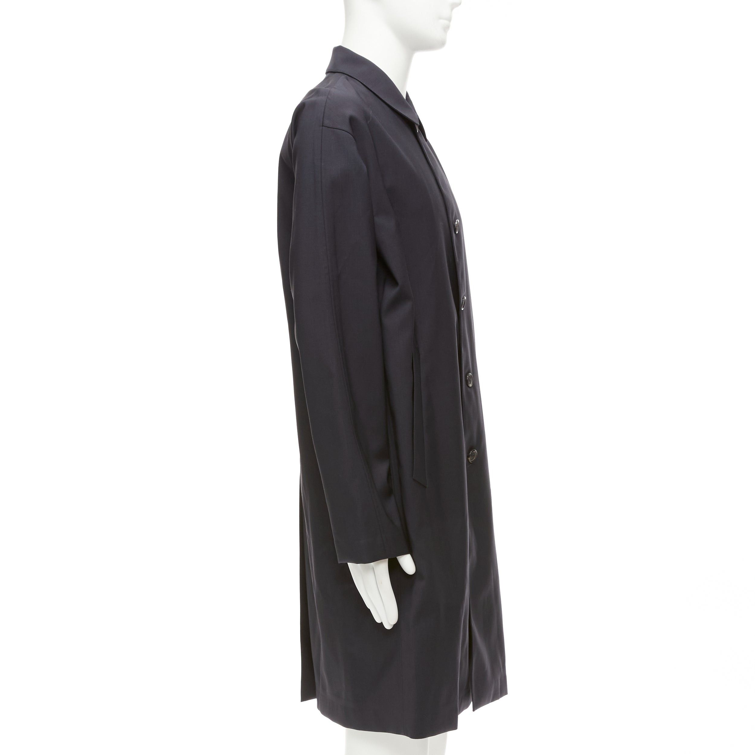 Solid Homme SOLID HOMME black 100% wool taped lining longline minimal rain coat IT48 M Size US M / EU 48-50 / 2 - 5 Thumbnail