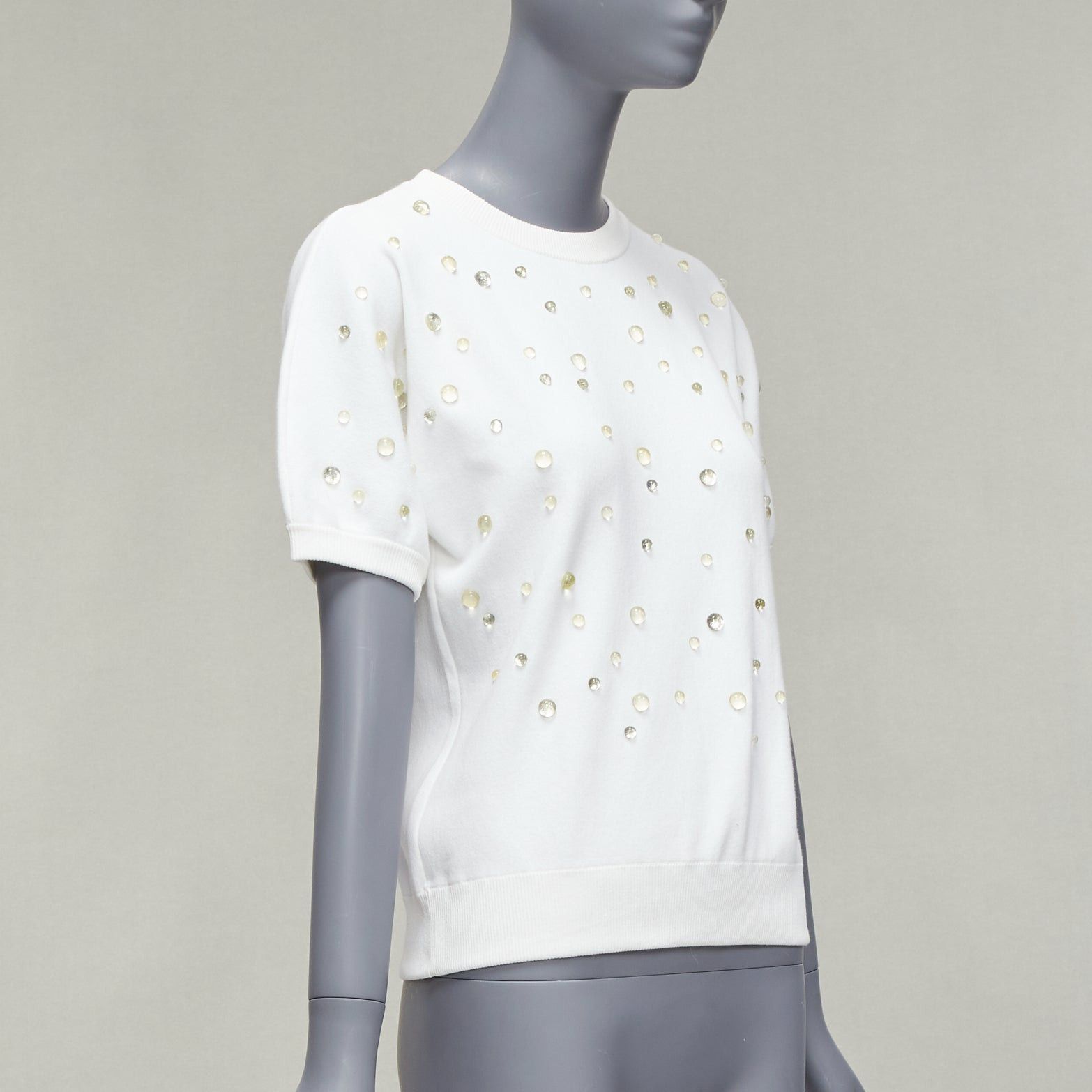 Chanel CHANEL 2018 water drop embellished cotton short sleeve pullover sweater FR36 Size S / US 4 / IT 40 - 3 Thumbnail