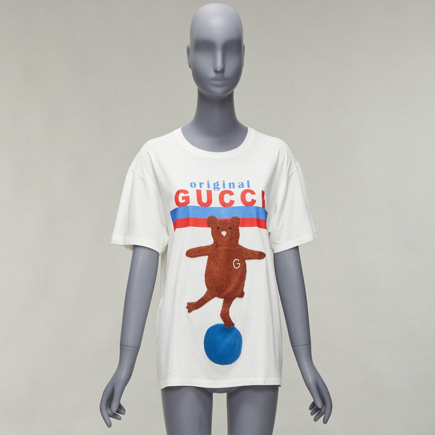 Gucci GUCCI Balancing Bear logo print round neck short oversized tshirt S Size S / US 4 / IT 40 - 10 Thumbnail