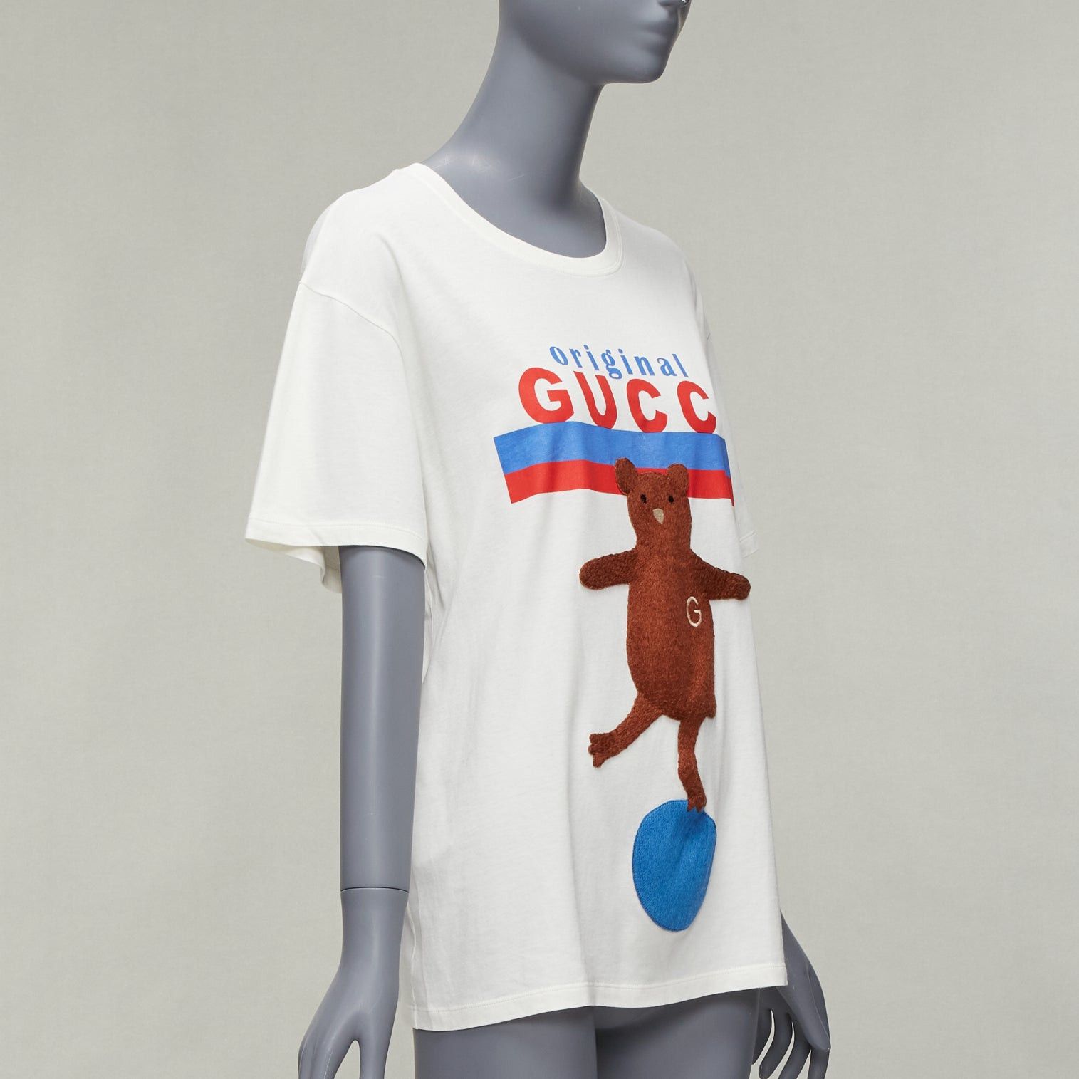 Gucci GUCCI Balancing Bear logo print round neck short oversized tshirt S Size S / US 4 / IT 40 - 3 Thumbnail