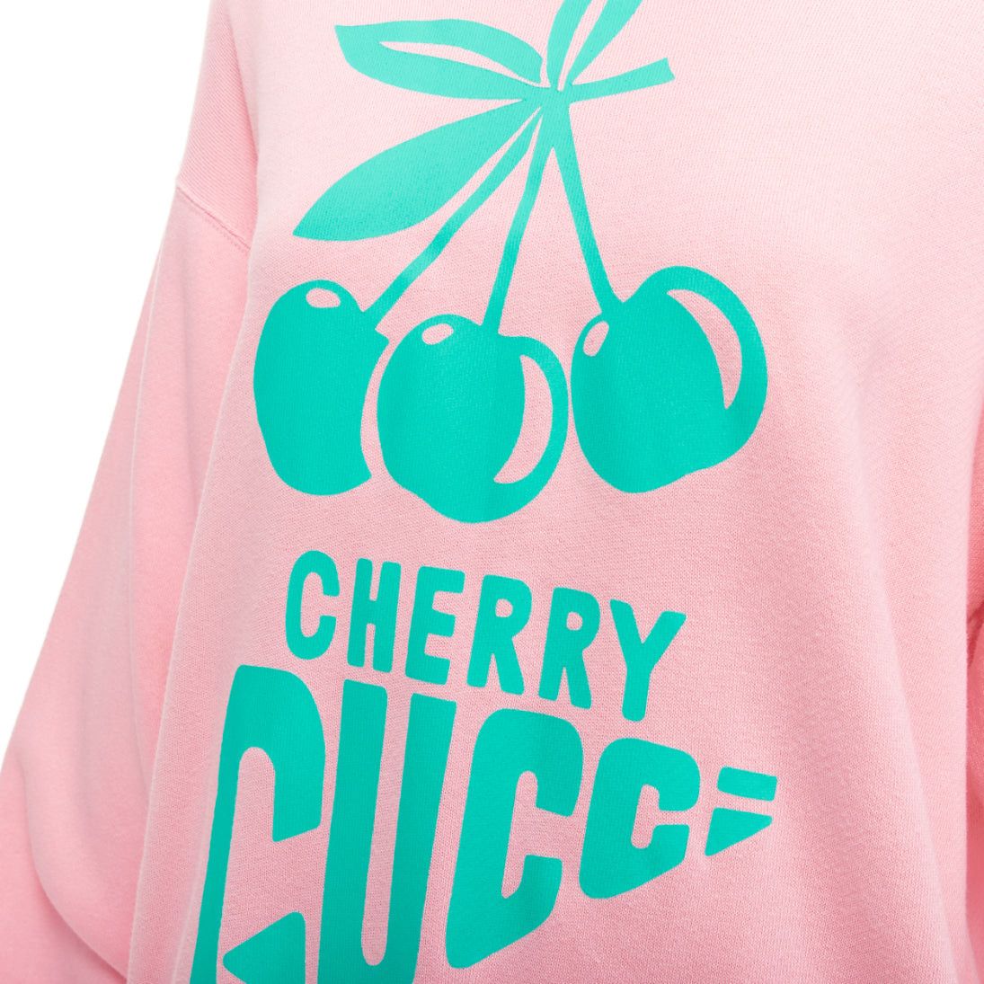 Gucci GUCCI Cherry sugar pink aqua green cherry print long boxy hoodie S Size S / US 4 / IT 40 - 2 Thumbnail