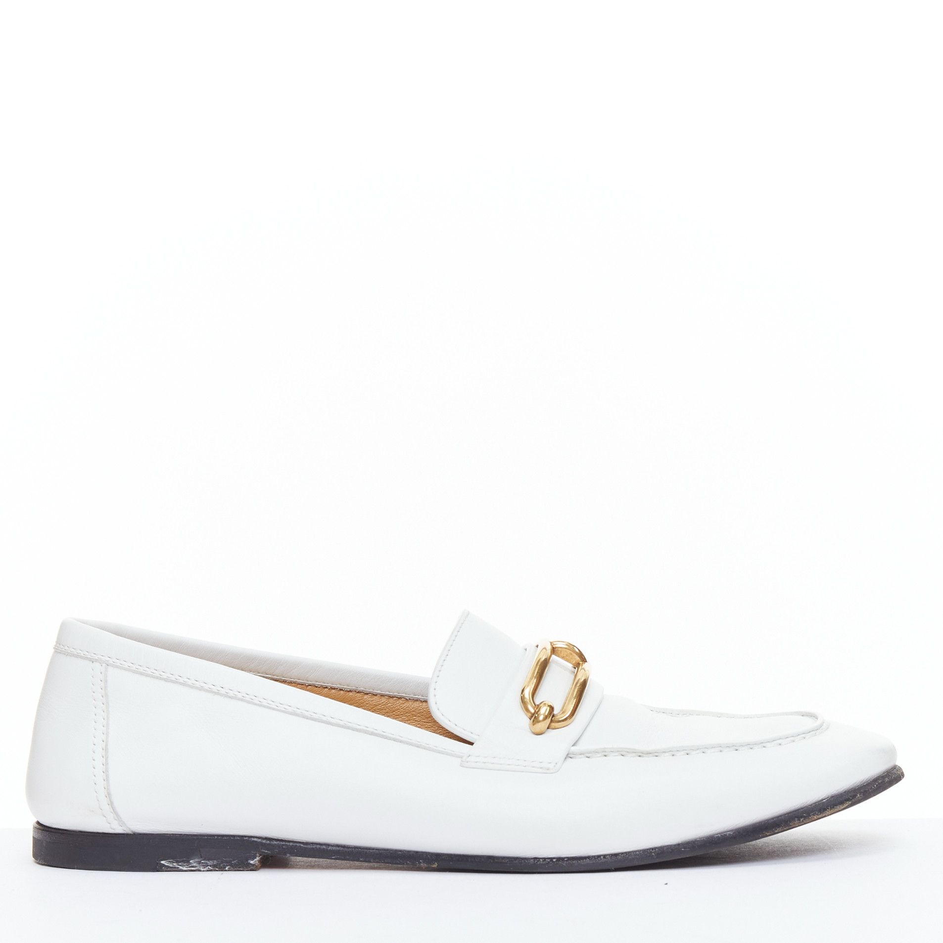 Hermes HERMES Colette white goat leather gold plated Roulis buckle loafers EU37 Size US 7 / IT 37 - 3 Thumbnail