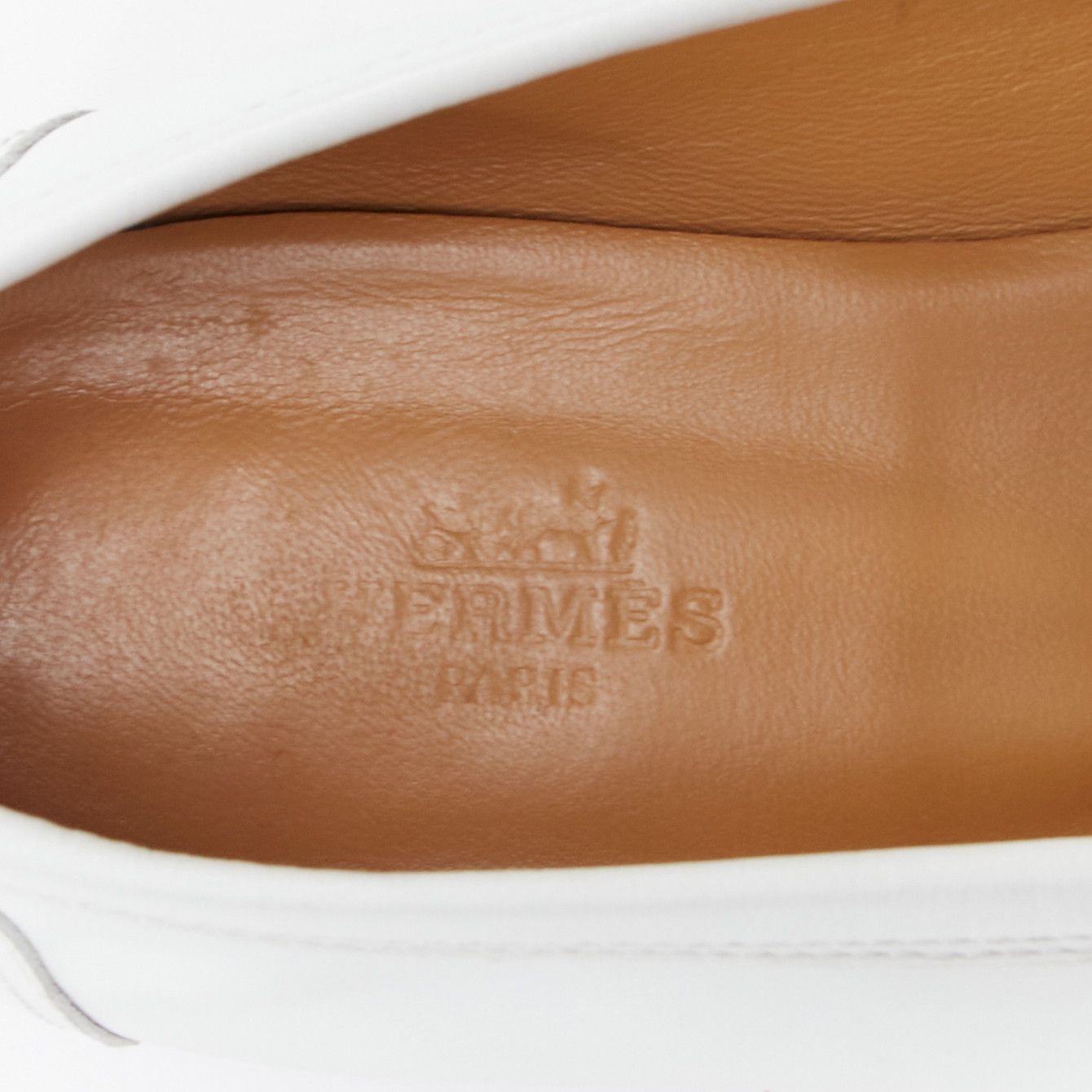 Hermes HERMES Colette white goat leather gold plated Roulis buckle loafers EU37 Size US 7 / IT 37 - 9 Thumbnail