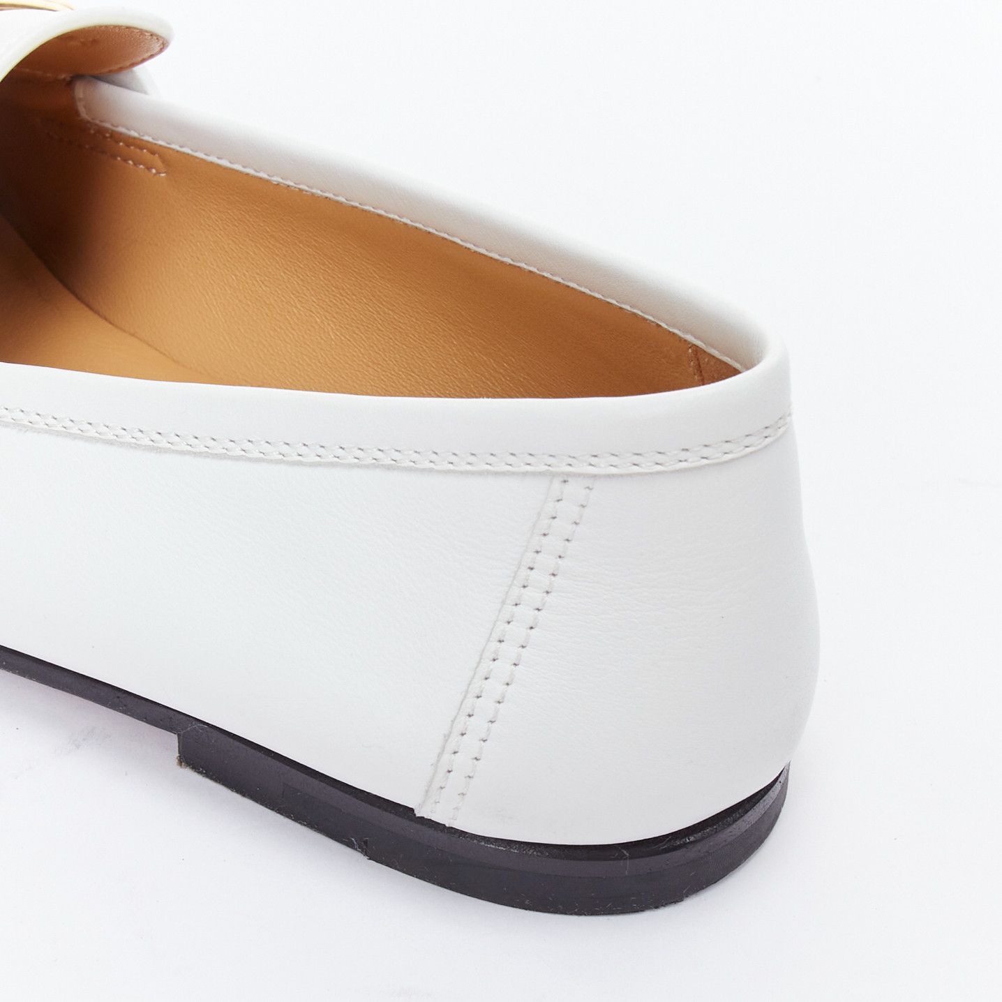 Hermes HERMES Colette white goat leather gold plated Roulis buckle loafers EU37 Size US 7 / IT 37 - 8 Thumbnail