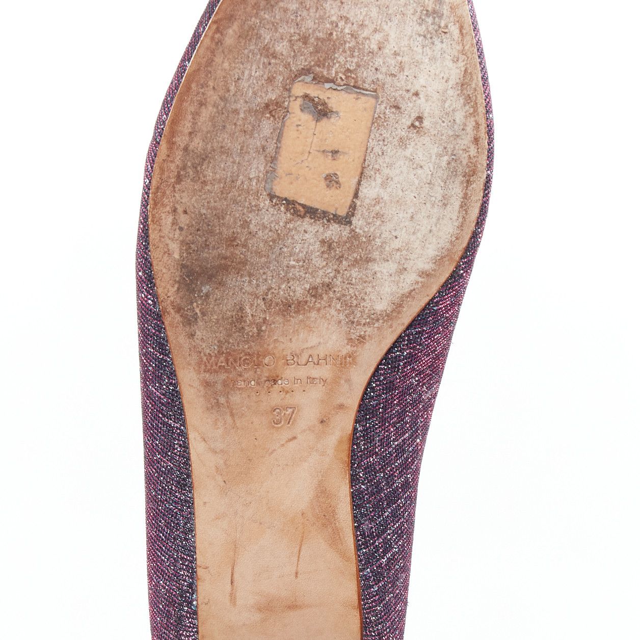 Manolo Blahnik MANOLO BLAHNIK Hangisi purple glitter fabric strass buckle pointy flats EU37 Size US 7 / IT 37 - 8 Thumbnail