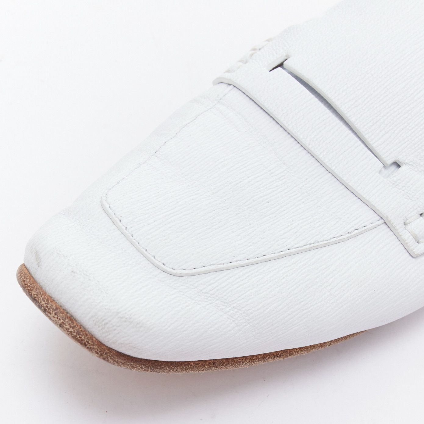 Hermes HERMES Echo Mocassins white leather cream studded back driving loafers EU37 Size US 7 / IT 37 - 7 Thumbnail