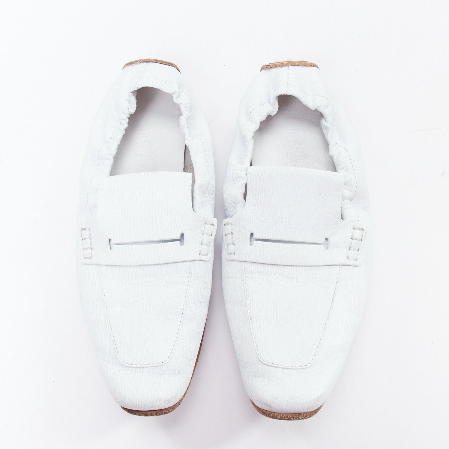 Hermes HERMES Echo Mocassins white leather cream studded back driving loafers EU37 Size US 7 / IT 37 - 2 Thumbnail