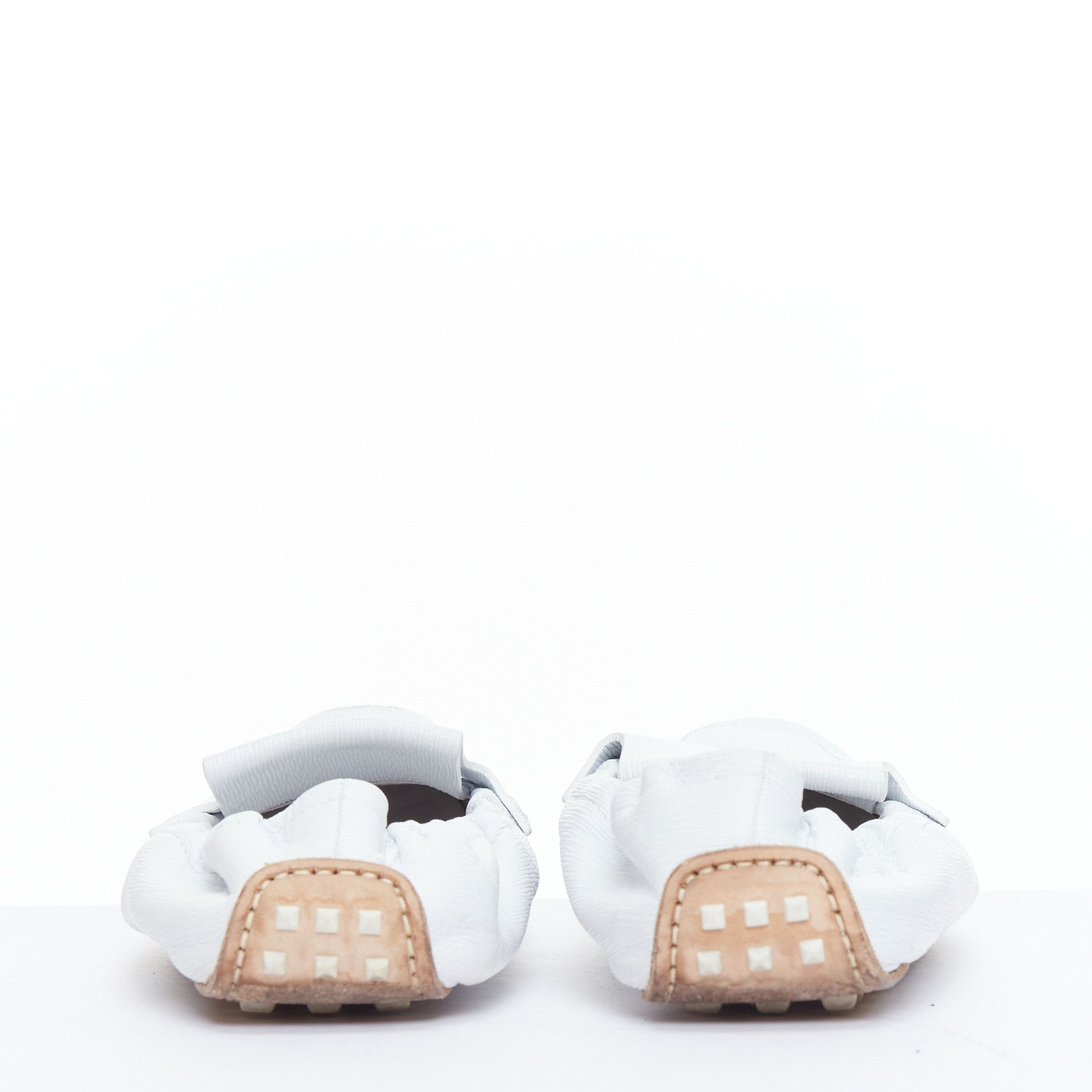 Hermes HERMES Echo Mocassins white leather cream studded back driving loafers EU37 Size US 7 / IT 37 - 5 Thumbnail
