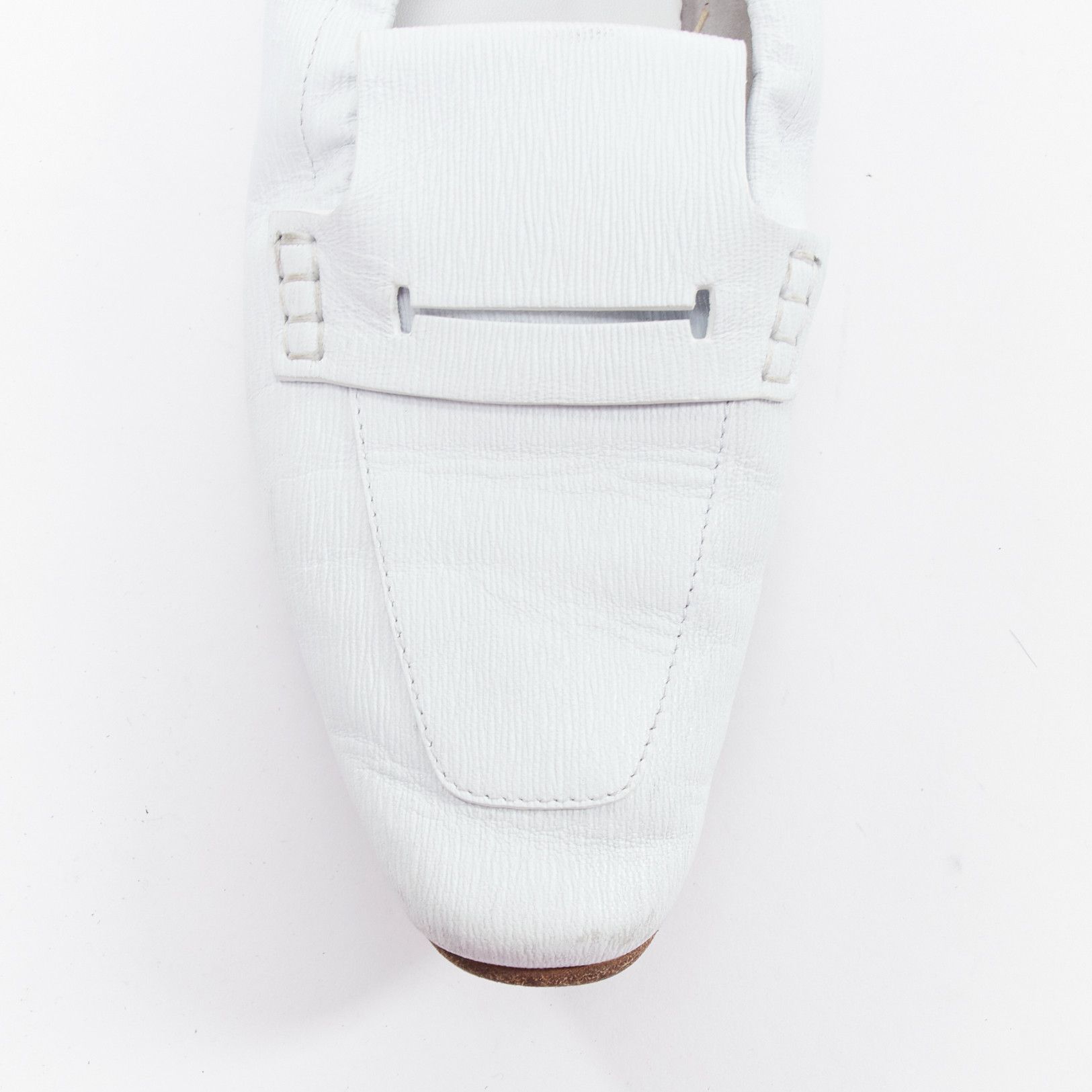 Hermes HERMES Echo Mocassins white leather cream studded back driving loafers EU37 Size US 7 / IT 37 - 6 Thumbnail