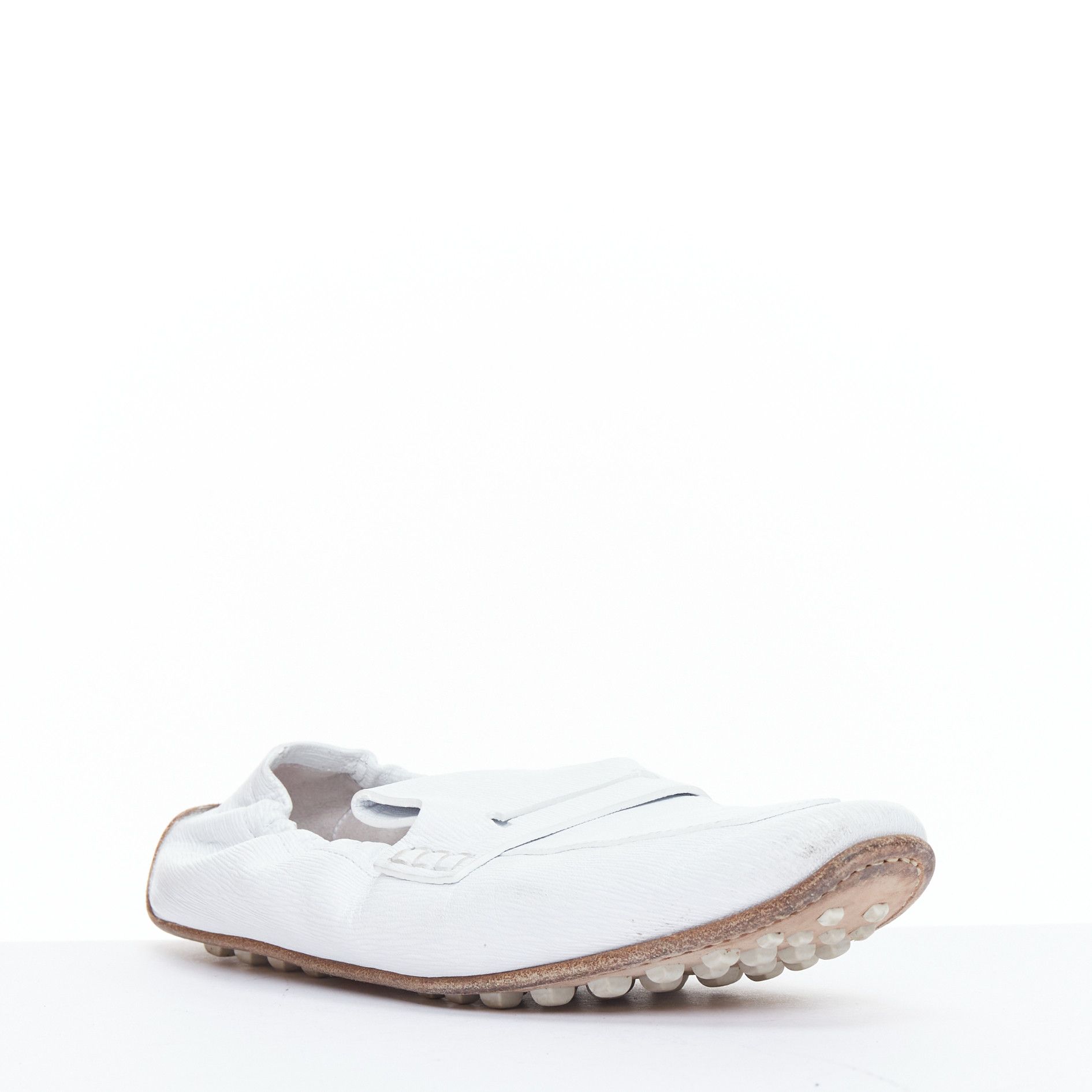 Hermes HERMES Echo Mocassins white leather cream studded back driving loafers EU37 Size US 7 / IT 37 - 3 Thumbnail