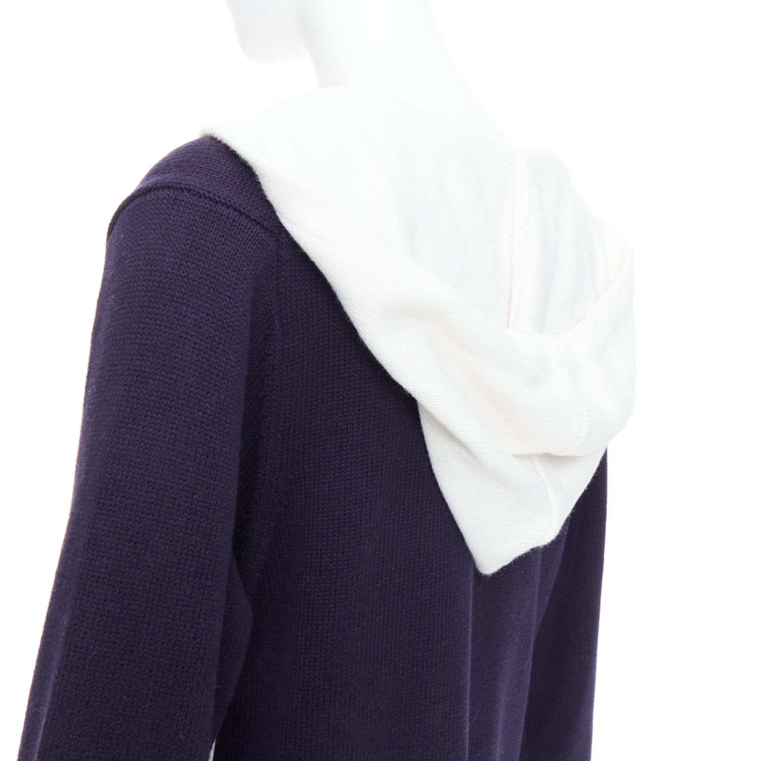 MONSE MONSE navy white cotton blend laced side hooded cardigan XS Size S / US 4 / IT 40 - 8 Thumbnail