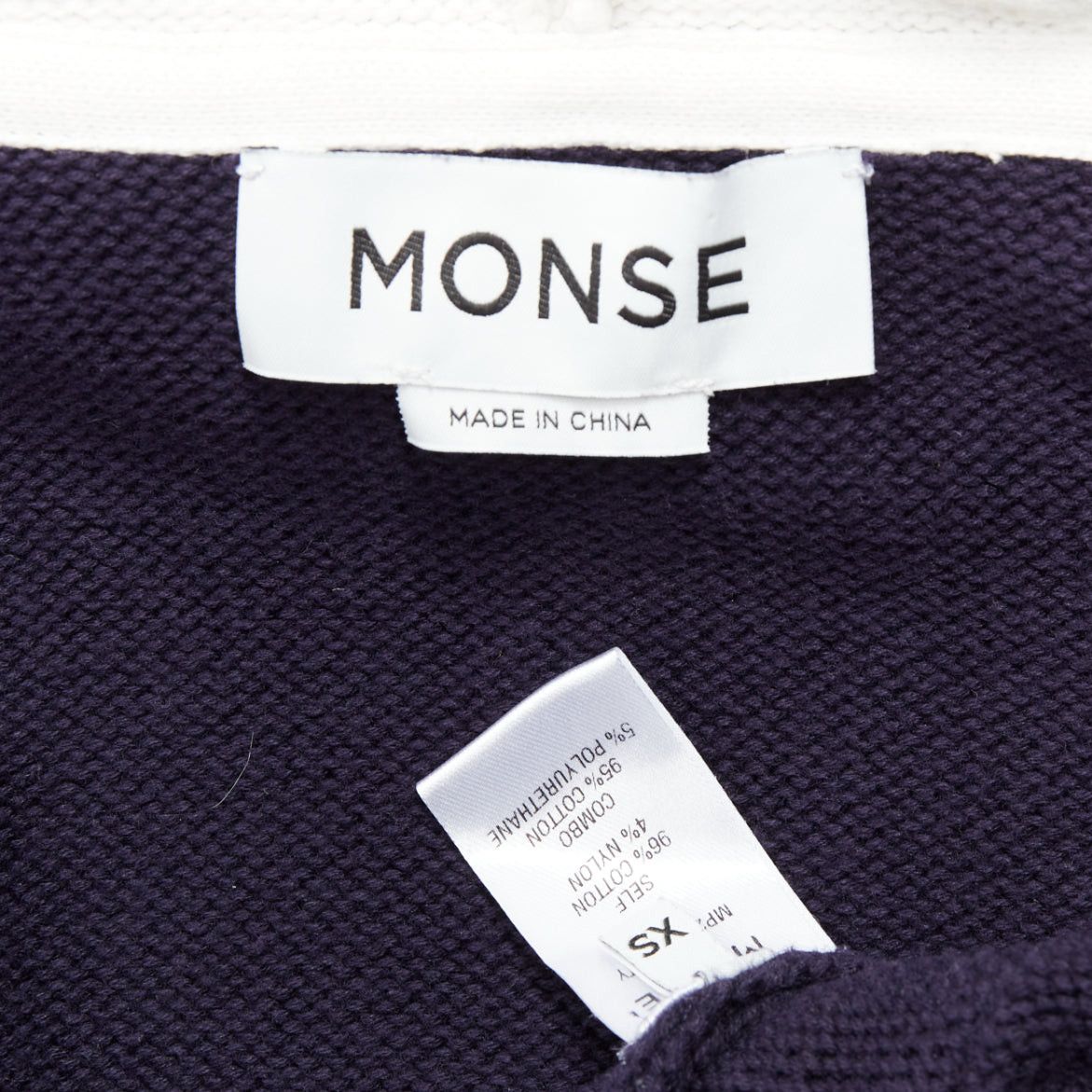 MONSE MONSE navy white cotton blend laced side hooded cardigan XS Size S / US 4 / IT 40 - 9 Thumbnail