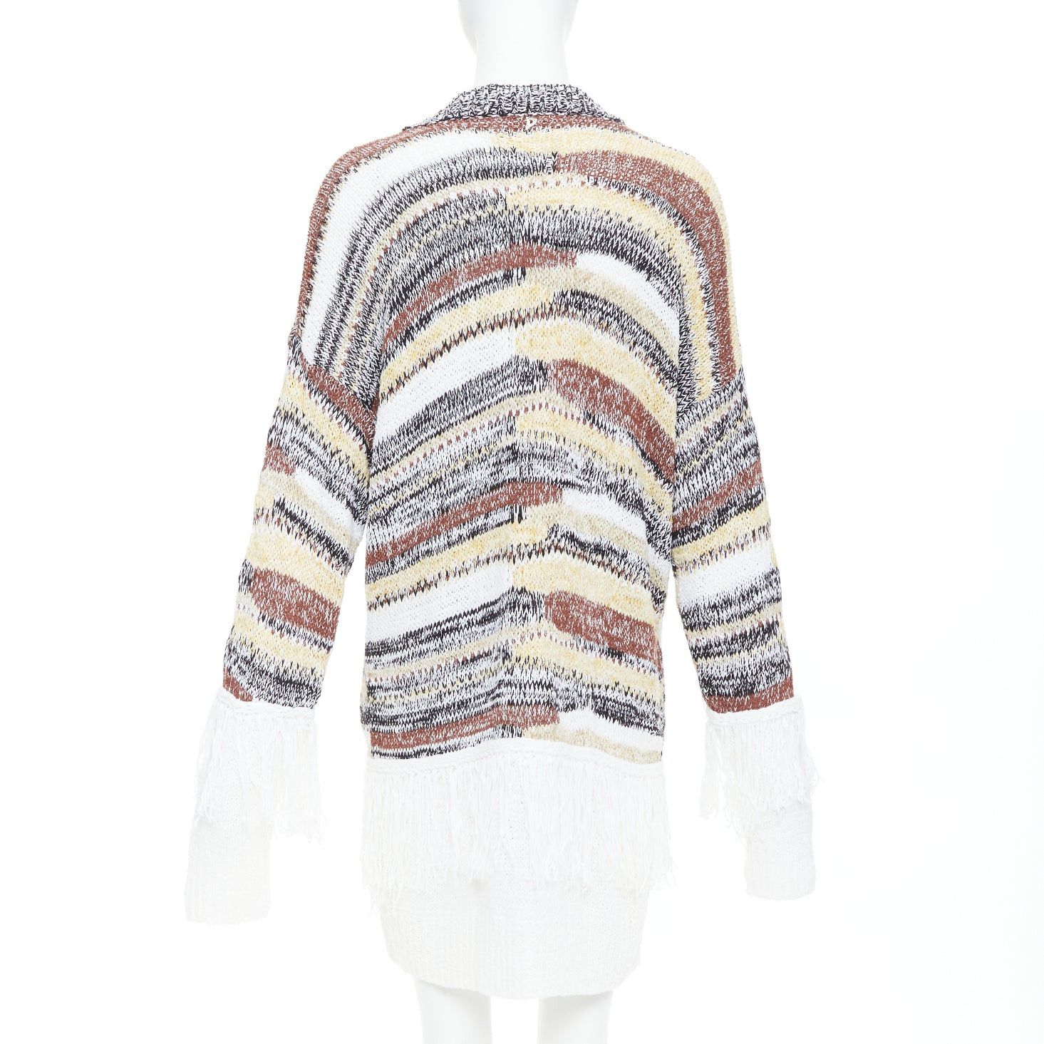 Dondup DONDUP melange brown white cotton blend fringe trim cardigan IT40 S Size S / US 4 / IT 40 - 6 Thumbnail