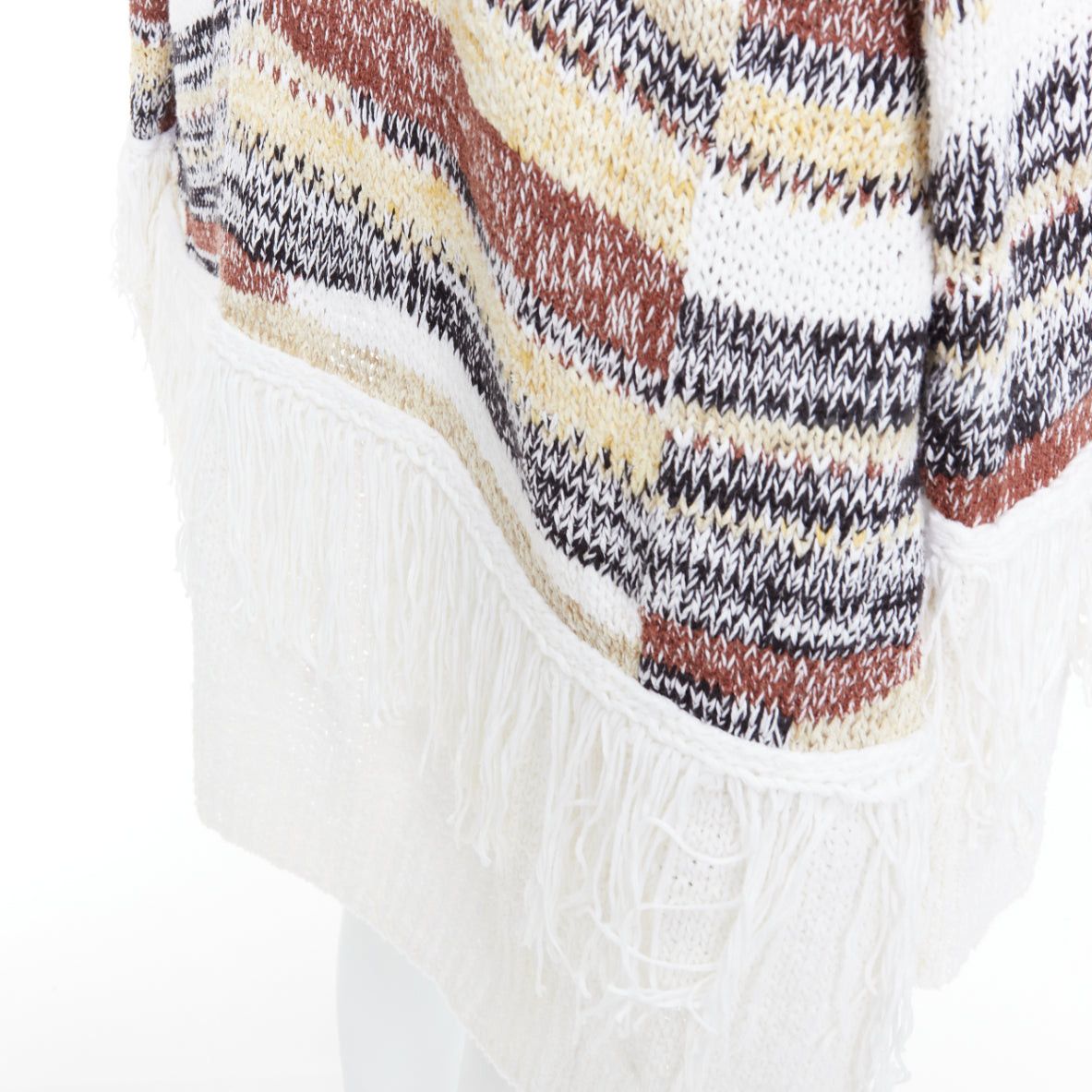 Dondup DONDUP melange brown white cotton blend fringe trim cardigan IT40 S Size S / US 4 / IT 40 - 8 Thumbnail