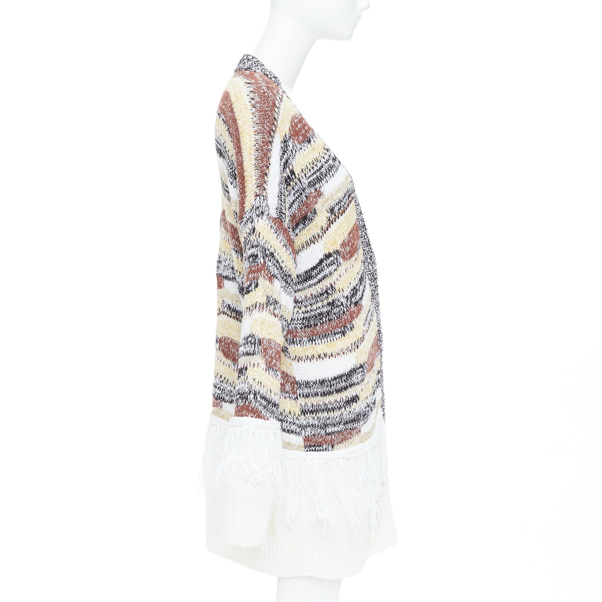 Dondup DONDUP melange brown white cotton blend fringe trim cardigan IT40 S Size S / US 4 / IT 40 - 5 Thumbnail