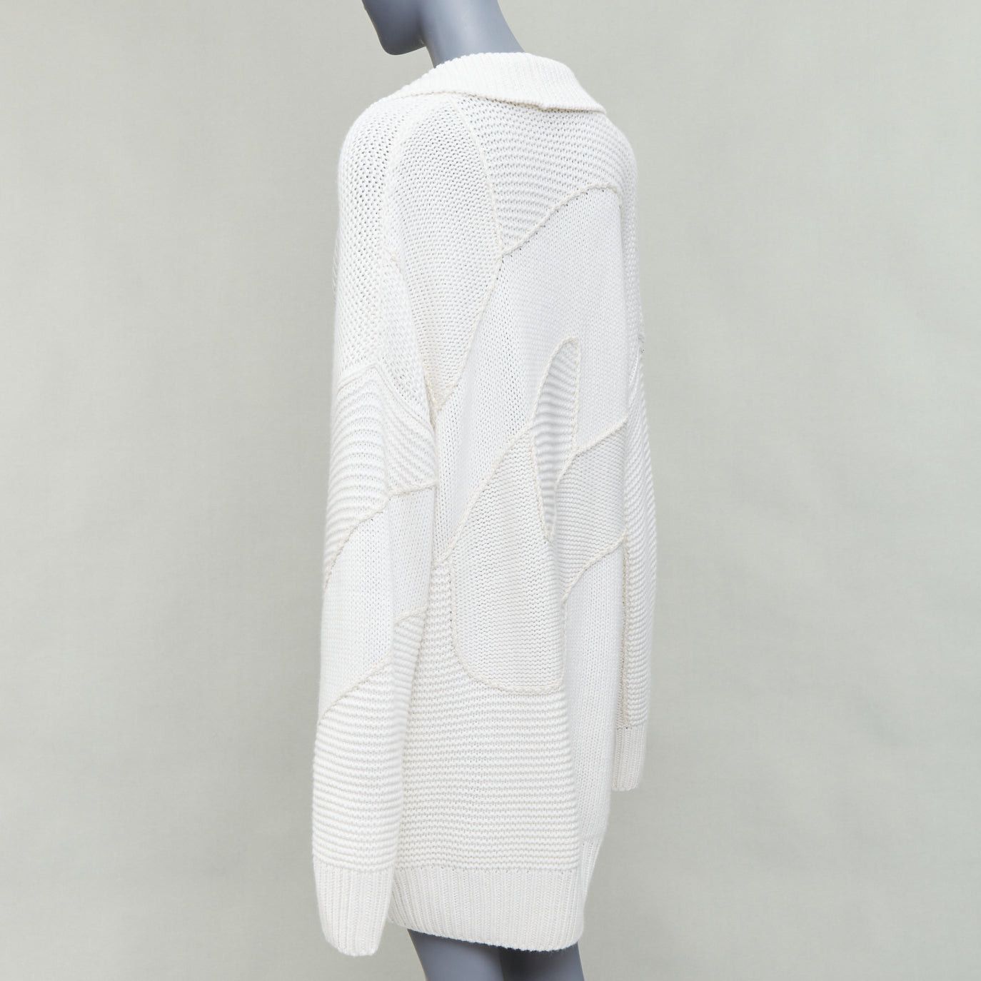 Hermes HERMES 100% cashmere off white leather logo buttons oversized cardigan FR34 XS Size XS / US 0-2 / IT 36-38 - 6 Thumbnail