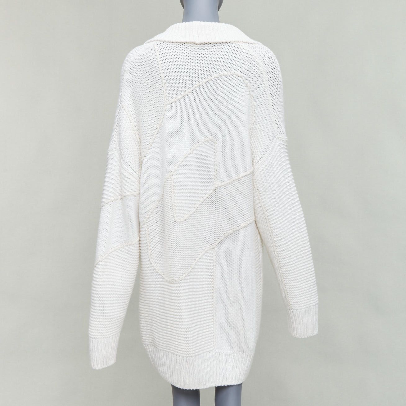Hermes HERMES 100% cashmere off white leather logo buttons oversized cardigan FR34 XS Size XS / US 0-2 / IT 36-38 - 5 Thumbnail