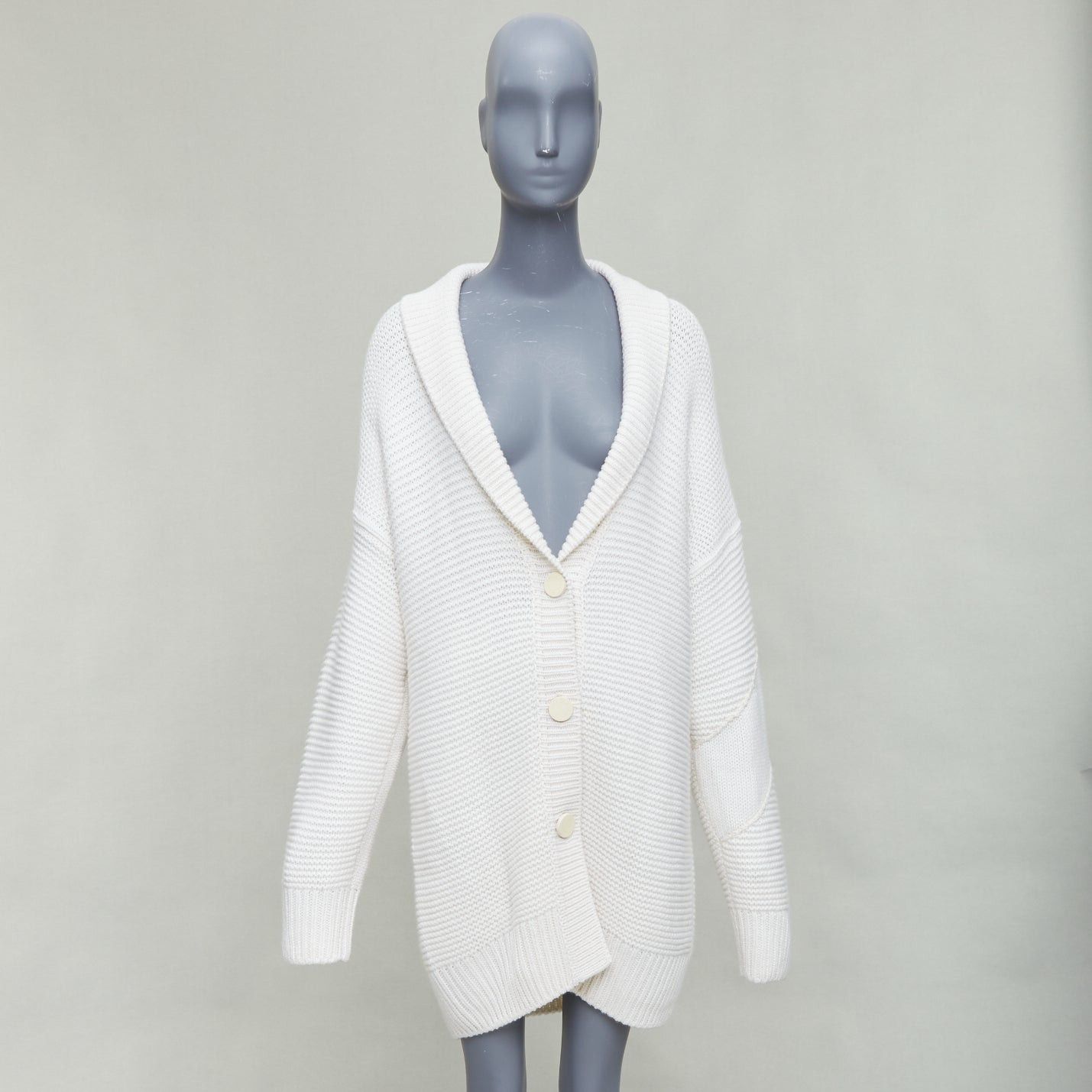 Hermes HERMES 100% cashmere off white leather logo buttons oversized cardigan FR34 XS Size XS / US 0-2 / IT 36-38 - 9 Thumbnail