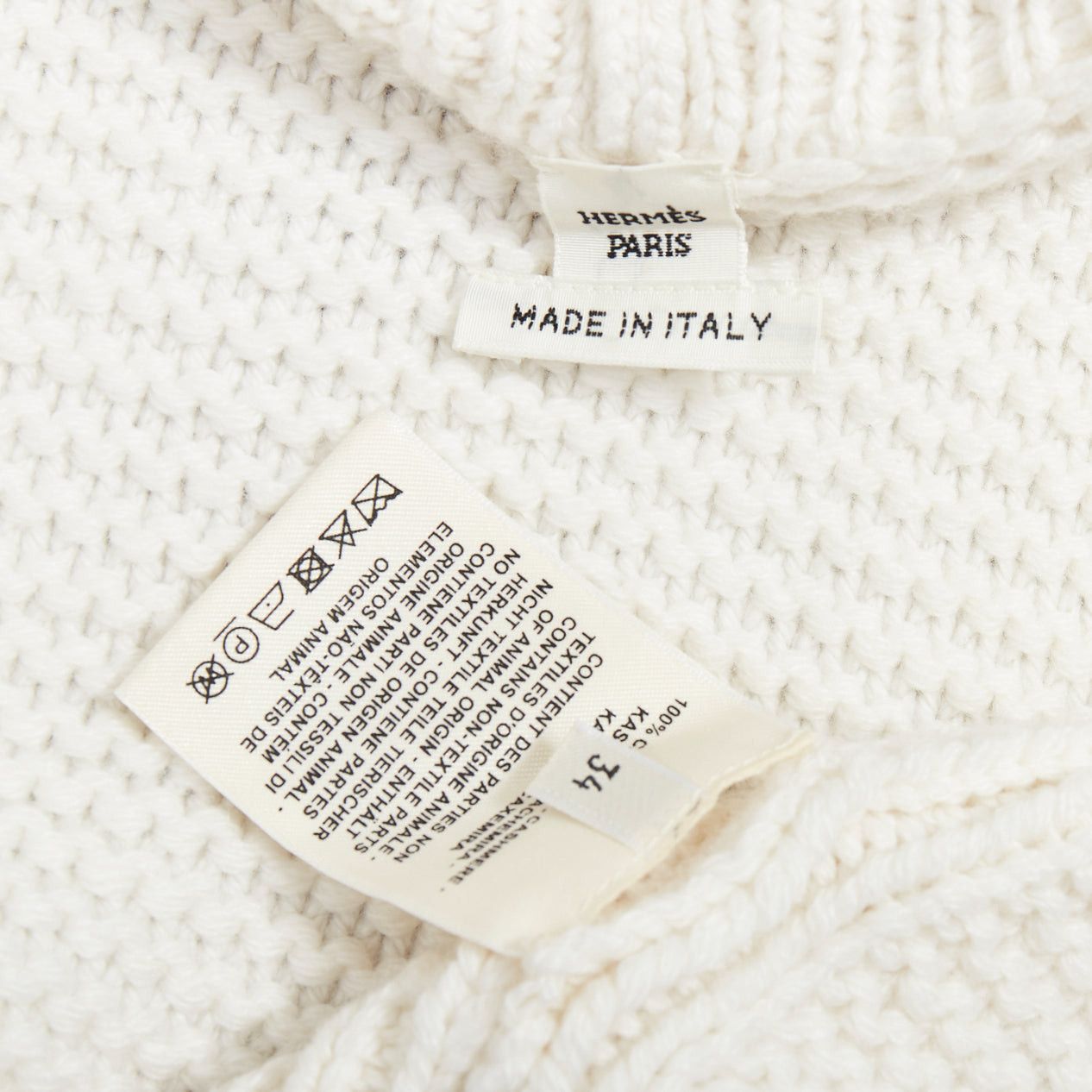 Hermes HERMES 100% cashmere off white leather logo buttons oversized cardigan FR34 XS Size XS / US 0-2 / IT 36-38 - 8 Thumbnail